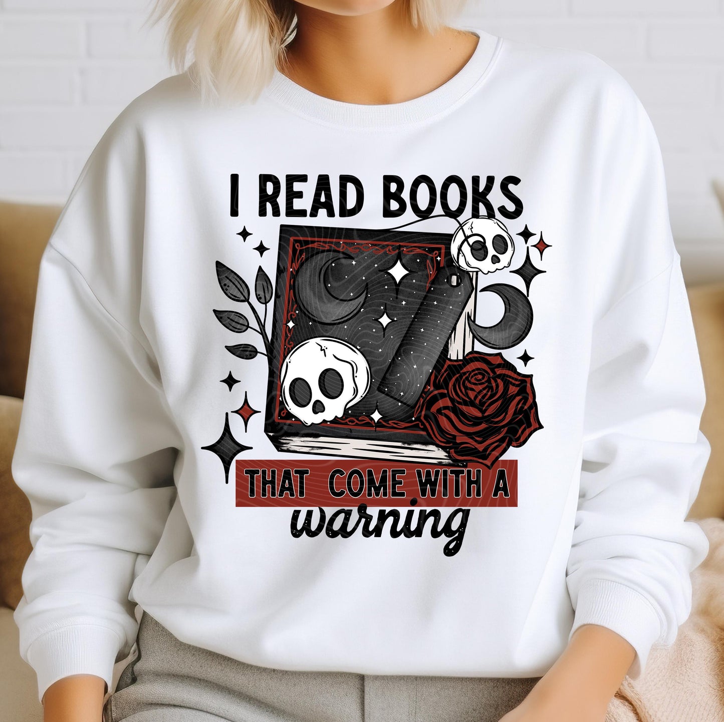 Books With A Warning DTF Transfers Ready For Press, Funny Book Lover Dtf Print, Direct To Film, Heat Press Transfers, Reading Books Transfer