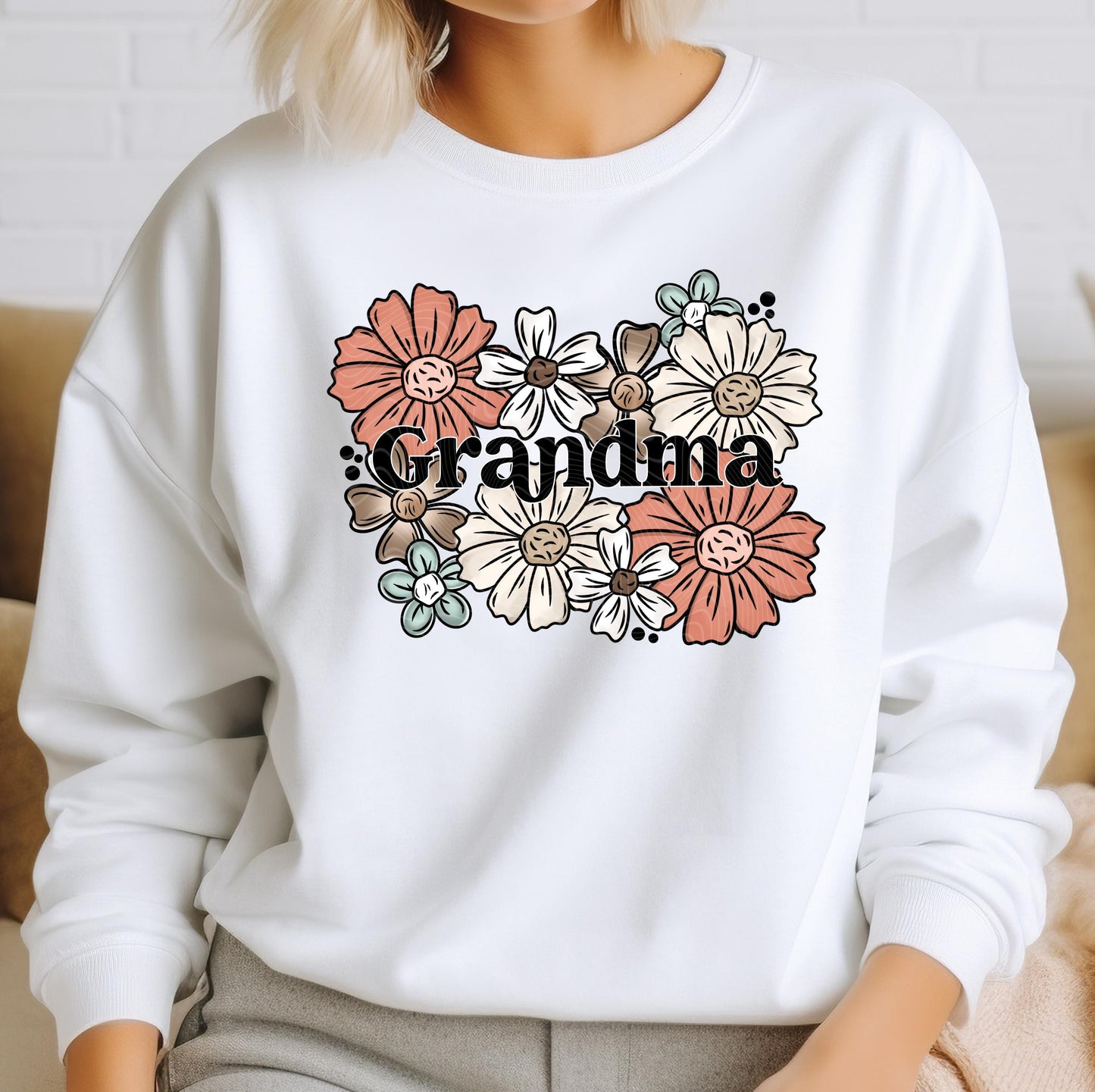Floral Grandma DTF Transfers Ready For Press, Mothers Day Dtf Prints, Heat Press Transfers, Direct To Film, Nana, Grammy Transfer, Mommy Dtf