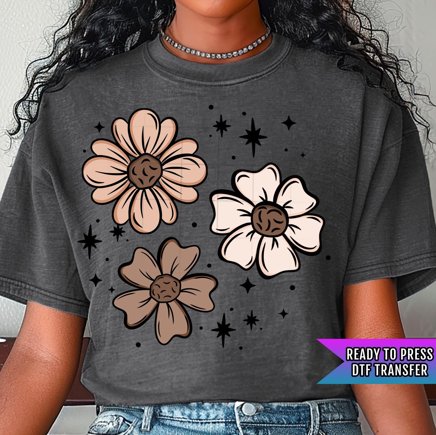 Florals DTF Transfers Ready For Press, Florals DTF Prints, Heat Press Transfer, Direct To Film,Floral Transfer, Ready To Press,Heat Transfer
