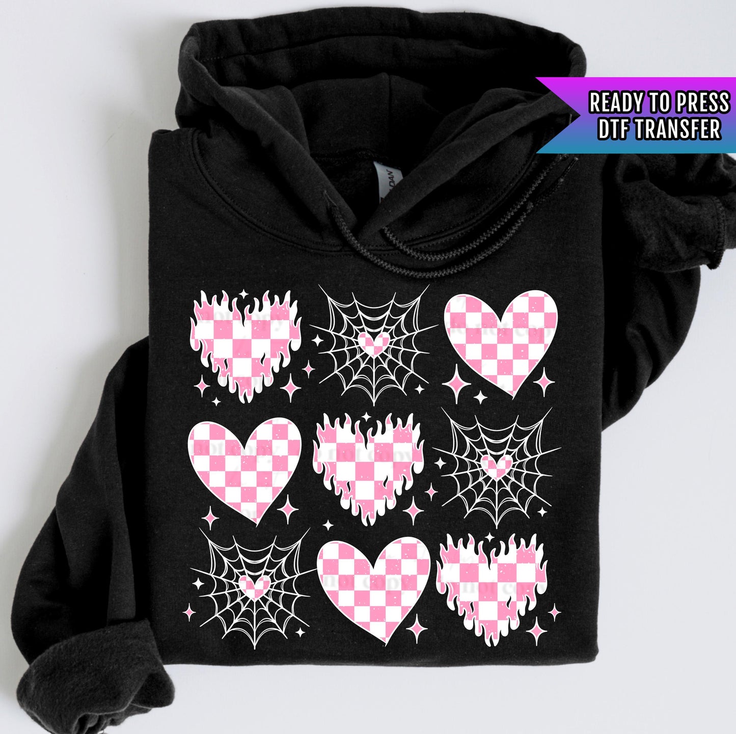 White And Pink Heart DTF Transfers Ready For Press, Happy Valentine's Day DTF Prints, Heat Press Transfers, Direct To Film, Love Transfers