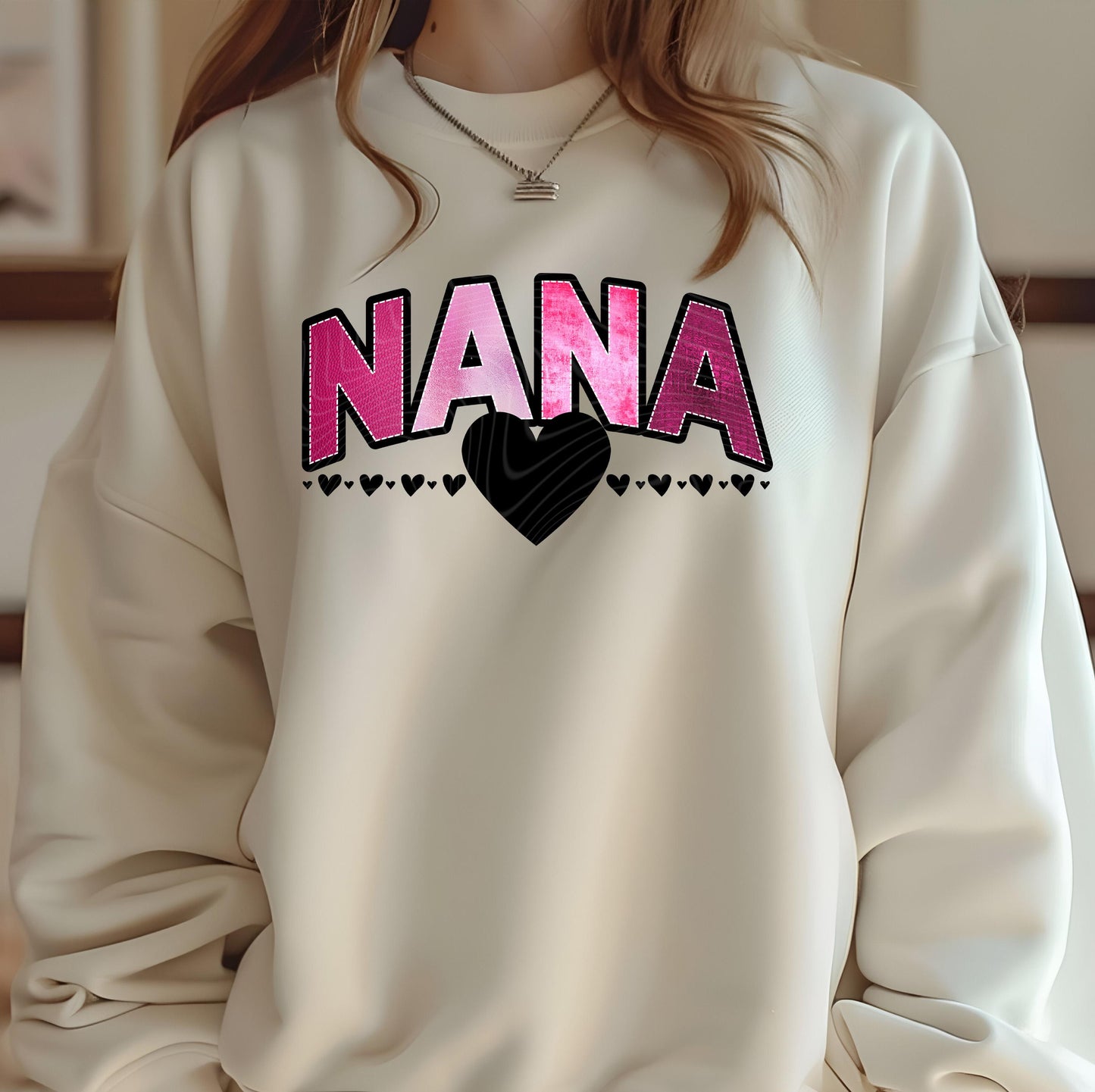 Nana Pink Stitch Hearts DTF Transfers Ready For Press, Happy Valentine's Day DTF Prints, Heat Press Transfers, Direct To Film, Love Transfer