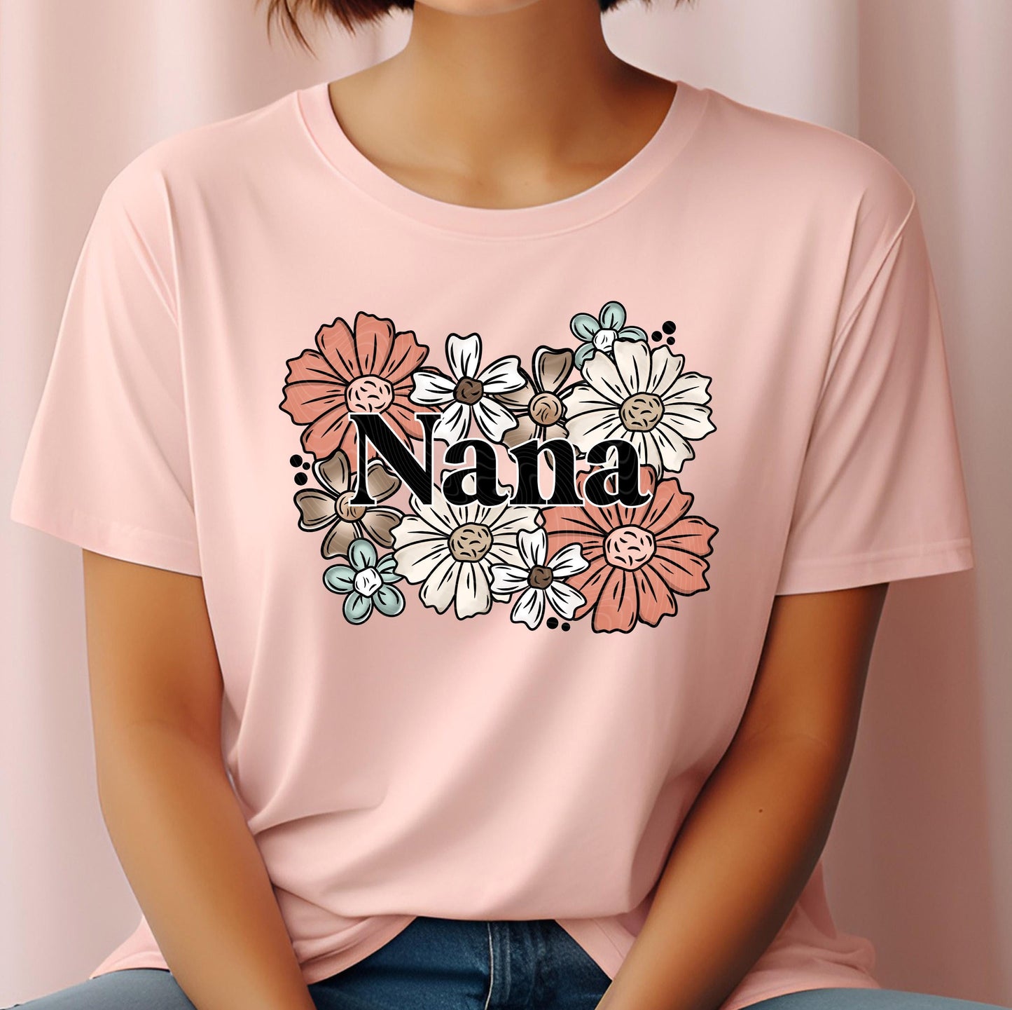 Floral Nana DTF Transfers Ready For Press, Mothers Day Dtf Prints, Heat Press Transfers, Direct To Film, Nana, Grammy Transfers, Grandma Dtf