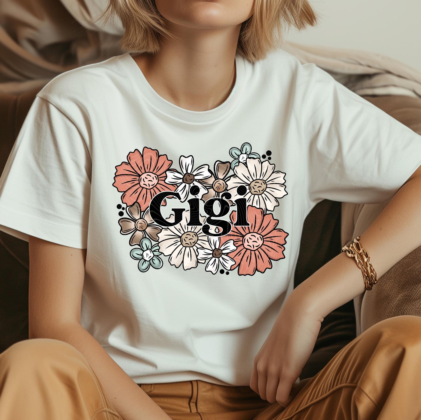 Floral Gigi DTF Transfers Ready For Press, Mothers Day Dtf Prints, Heat Press Transfers, Direct To Film, Nana, Grammy Transfers, Mommy Dtf