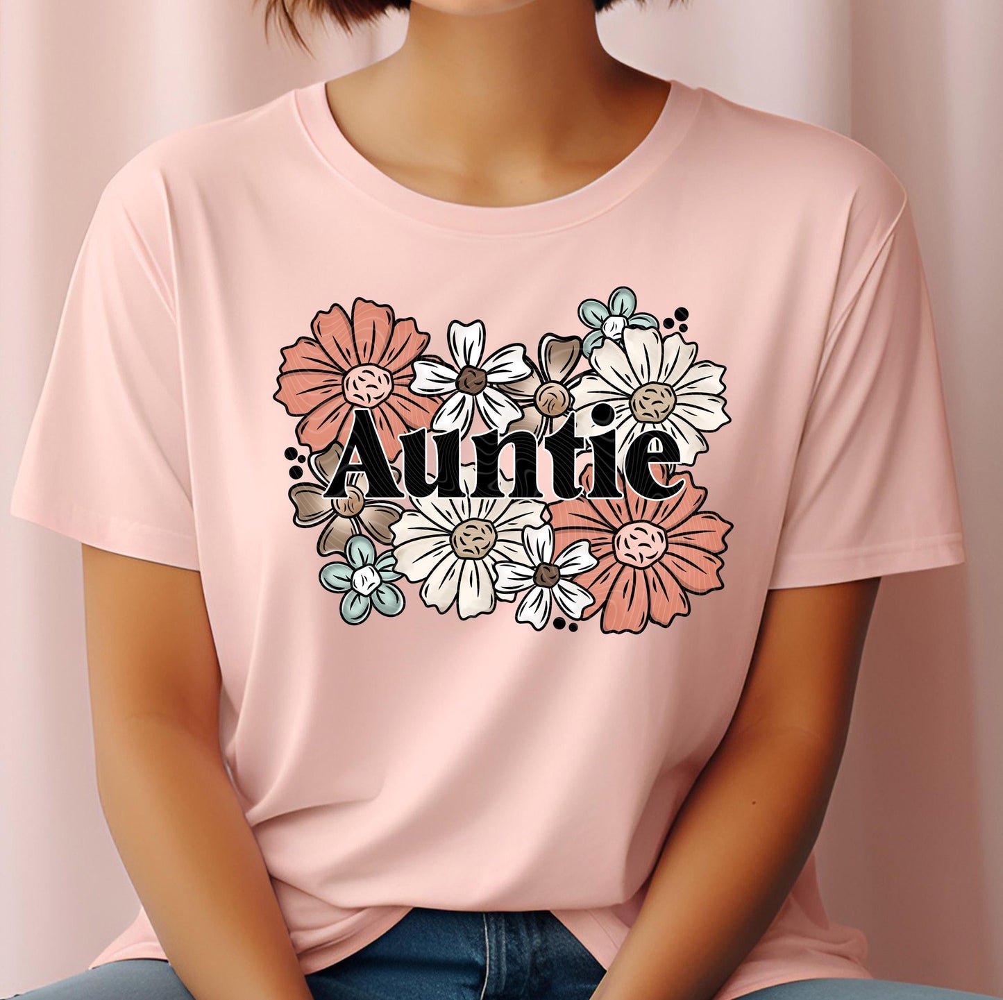 Floral Auntie DTF Transfers Ready For Press, Mothers Day Dtf Prints, Heat Press Transfers, Direct To Film, Nana, Grammy Transfers, Mommy Dtf
