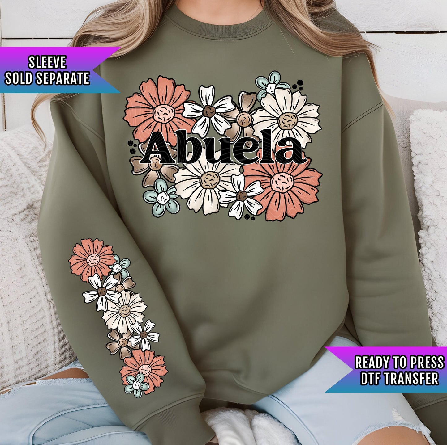 Abuela DTF Transfers Ready For Press, Happy Mothers Day Dtf Prints, Heat Press Transfers, Direct To Film, Nana, Grammy Transfers, Mommy Dtf