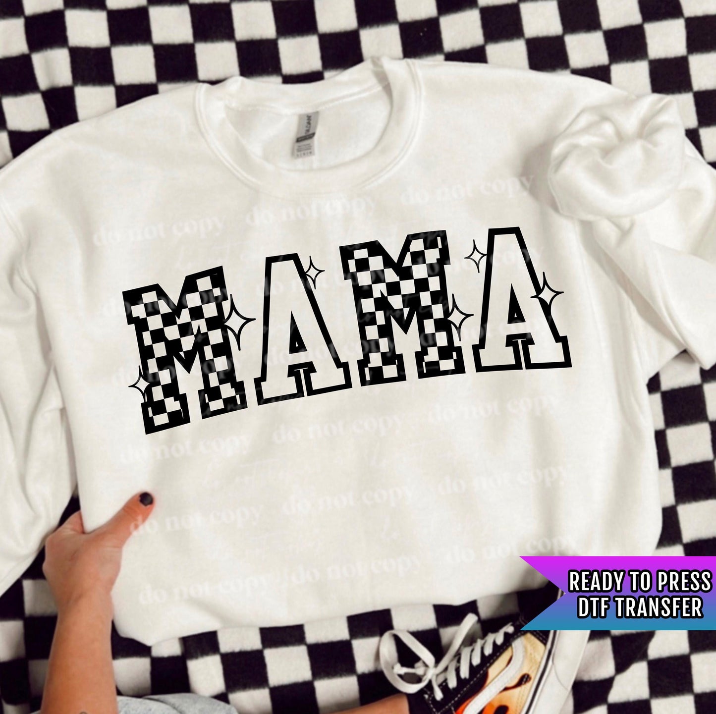 Mama DTF Transfer Ready For Press, Retro Mama DTF Prints, Heat Press Transfer, Direct To Film, Checkered Mama DTF Transfers, Mommy Transfers