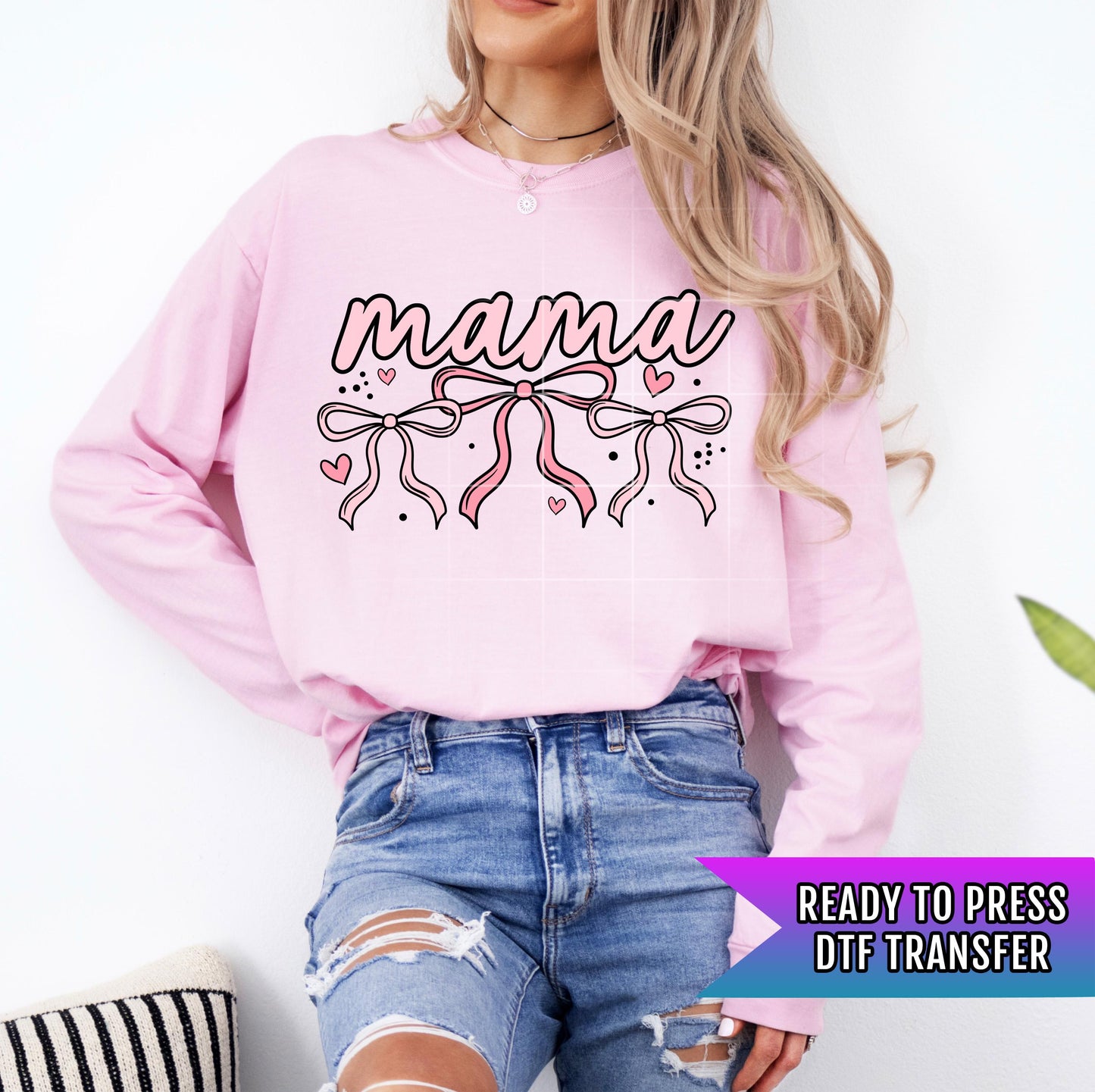 Mama Bow DTF Transfer Ready For Press, Mama DTF Prints, Heat Press Transfer, Direct To Film, Mama DTF Prints, Mama Coquette Bow Dtf Transfer