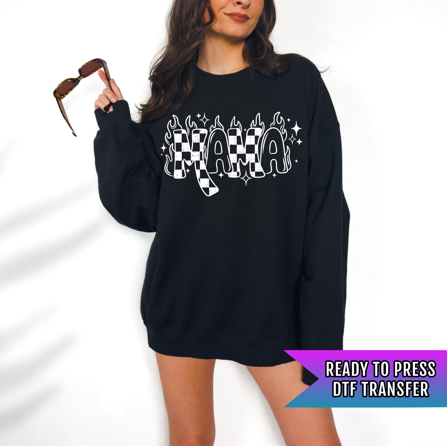 Mama Flames DTF Transfer Ready For Press, Mama DTF Prints, Heat Press Transfer, Direct To Film, Mama DTF Prints, Mama Flames Dtf Transfer