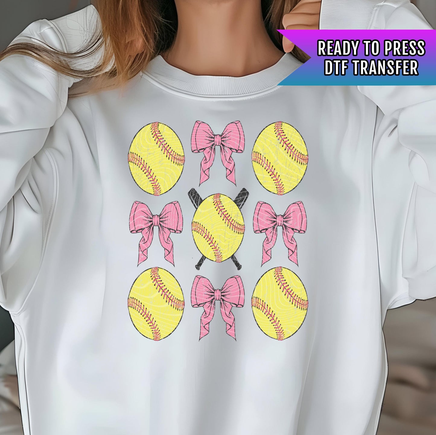 Softball Bow DTF Transfers Ready For Press, Softball Dad DTF Prints, Heat Press Transfers, Direct To Film, Softball Season Dtf Transfers