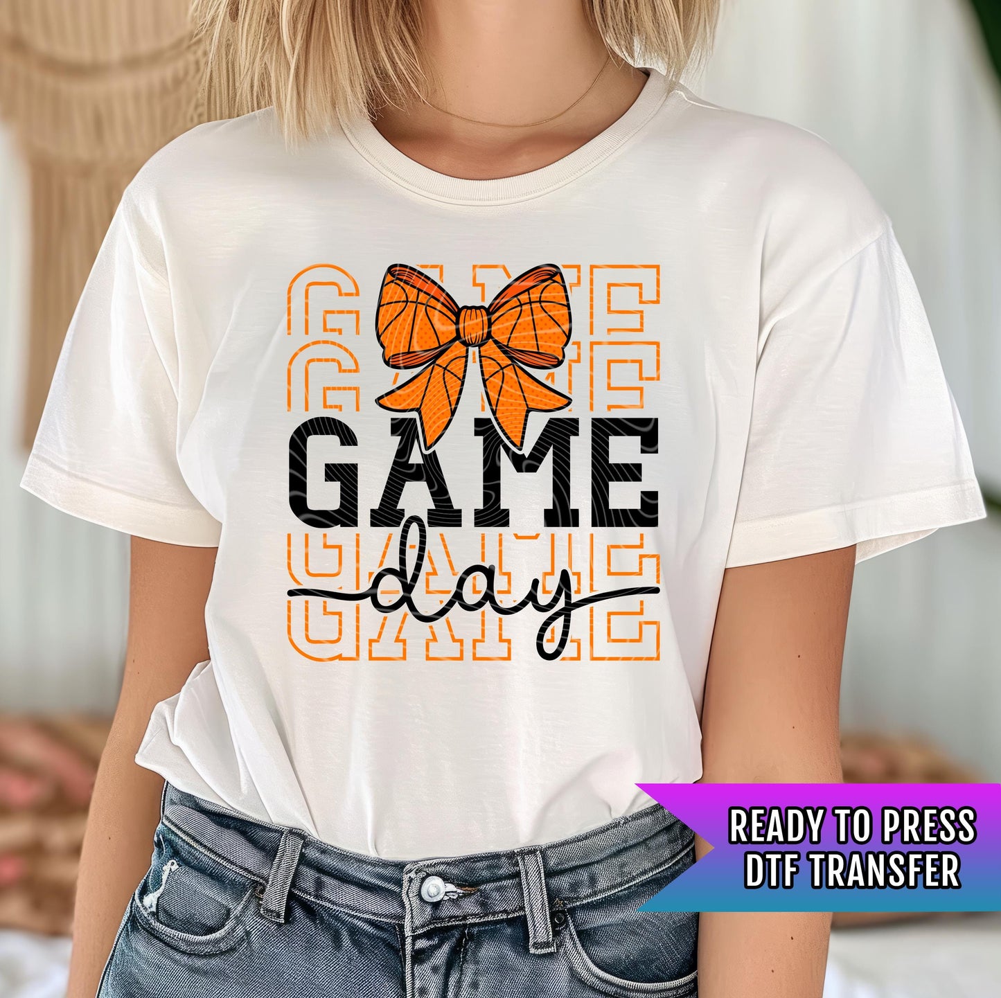 Basketball Bow DTF Transfers Ready For Press, Heat Press Transfers, Direct To Film, Basketball Dtf Transfers, Game Day DTF Prints, Hot Peel