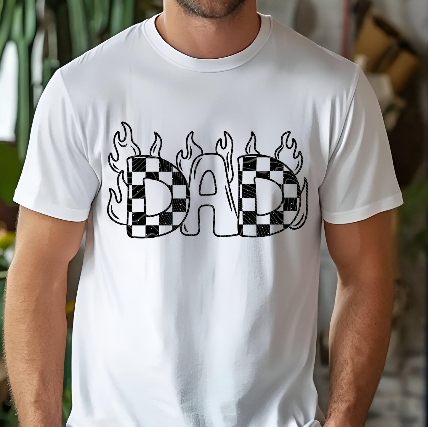 Dad DTF Transfers, DTF Transfer Ready For Press, Heat Press Transfer, DTF Print, Dad Ready For Press, Dad Flames Dtf Transfer, Checkered Dad