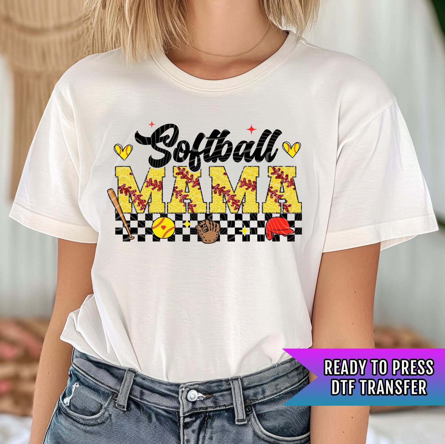 Softball Mama DTF Transfers Ready For Press, Retro Softball DTF Prints, Heat Press Transfer, Direct To Film, Softball Dtf Transfers, Custom