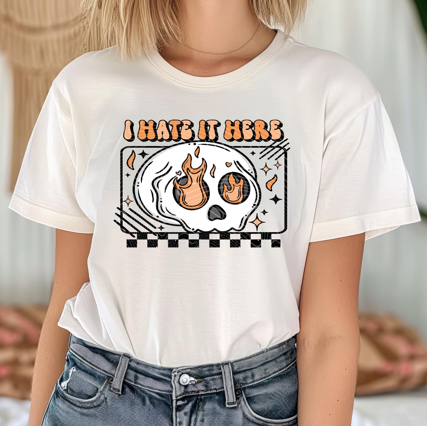 I Hate It Here DTF Transfer Ready For Press, Skeleto Dtf Print, Direct To Film, Skellie Heat Press Transfers, Skull DTF Transfer, Skull DTF