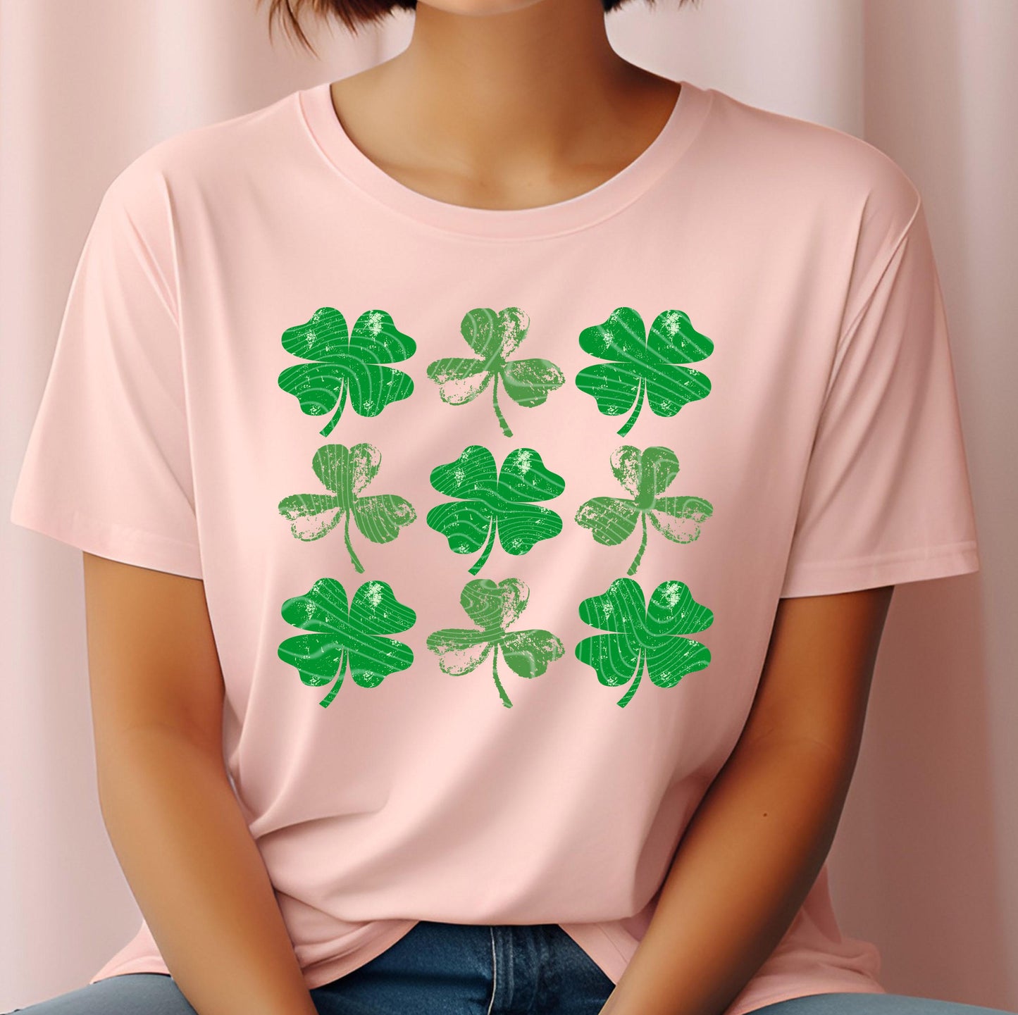 Shamrock Grunge Grid DTF Transfers Ready For Press, Lucky Clover Dtf Prints, Heat Press Transfer, St Patrick's Day Transfers, Direct To Film