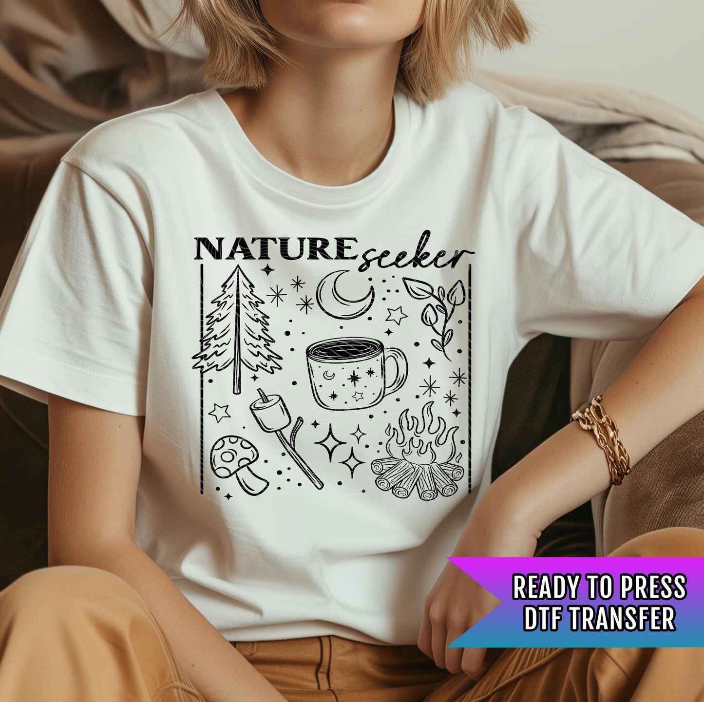 Nature Seeker DTF Transfers Ready For Press, Camping Dtf Prints, Heat Press Transfer, Direct To Film, Hot Peel Dtf, Camping Transfers