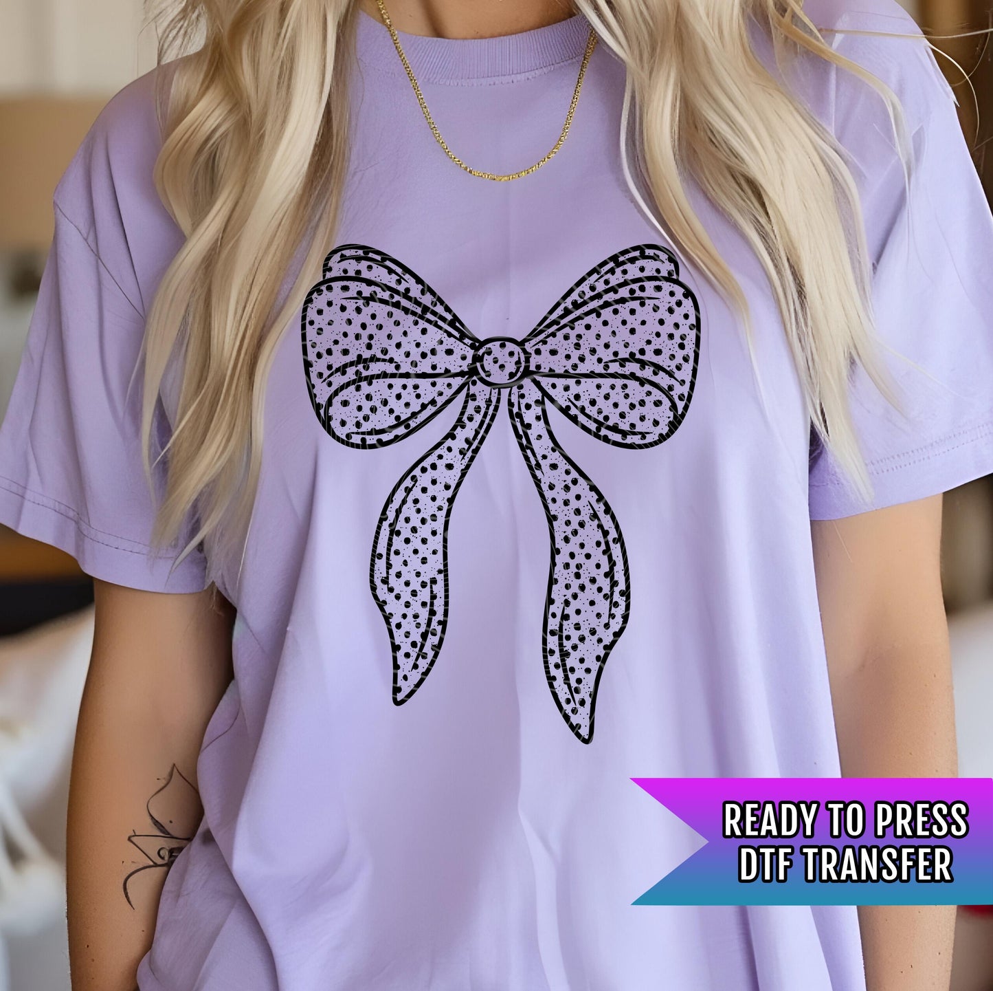 Polka Dot Bow DTF Transfers Ready For Press, Coquette Bow DTF Prints, Heat Press Transfers, Direct To Film, Bow Dtf Transfers, Polka Bow Dtf