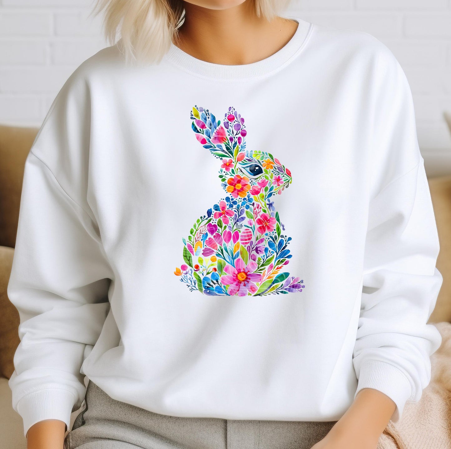 Floral Bunny DTF Transfer Ready For Press, Easter Bunny Dtf Prints, Direct To Film, DTF Print, Easter Transfers, Easter Heat Press Transfers