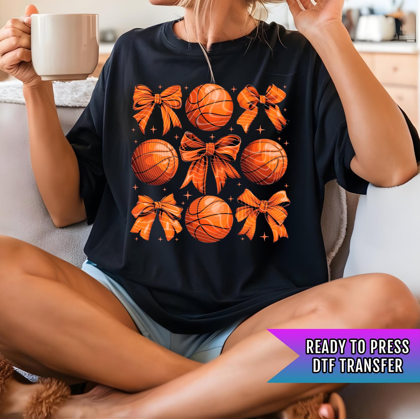 Basketball Bow DTF Transfers Ready For Press, Heat Press Transfers, Direct To Film, Basketball Dtf Transfers, Game Day DTF Prints, Hot Peel