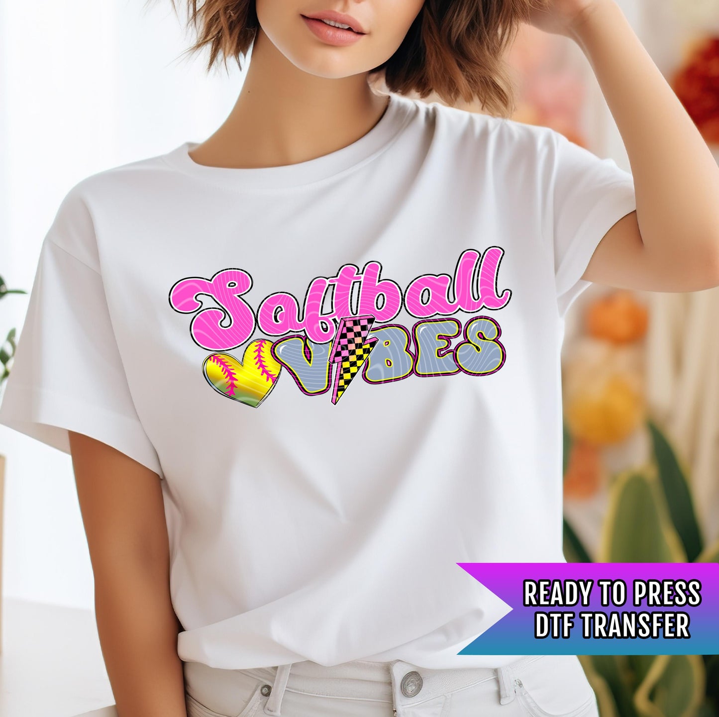 Softball Vibes DTF Transfers Ready For Press, Softball Vibes DTF Prints, Heat Press Transfers, Direct To Film, Softball Season Dtf Transfers