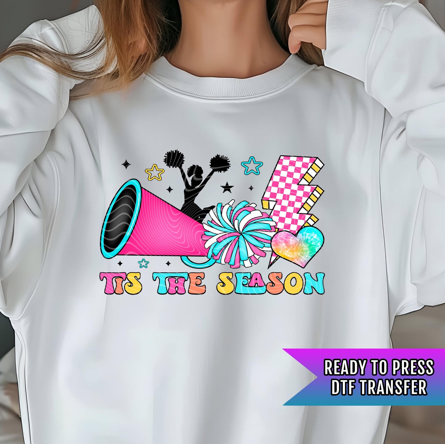 Cheer Season DTF Transfer Ready For Press, Sports DTF Print, Heat Press Transfer, Direct To Film, This The Season, Cheerleader Dtf Transfer