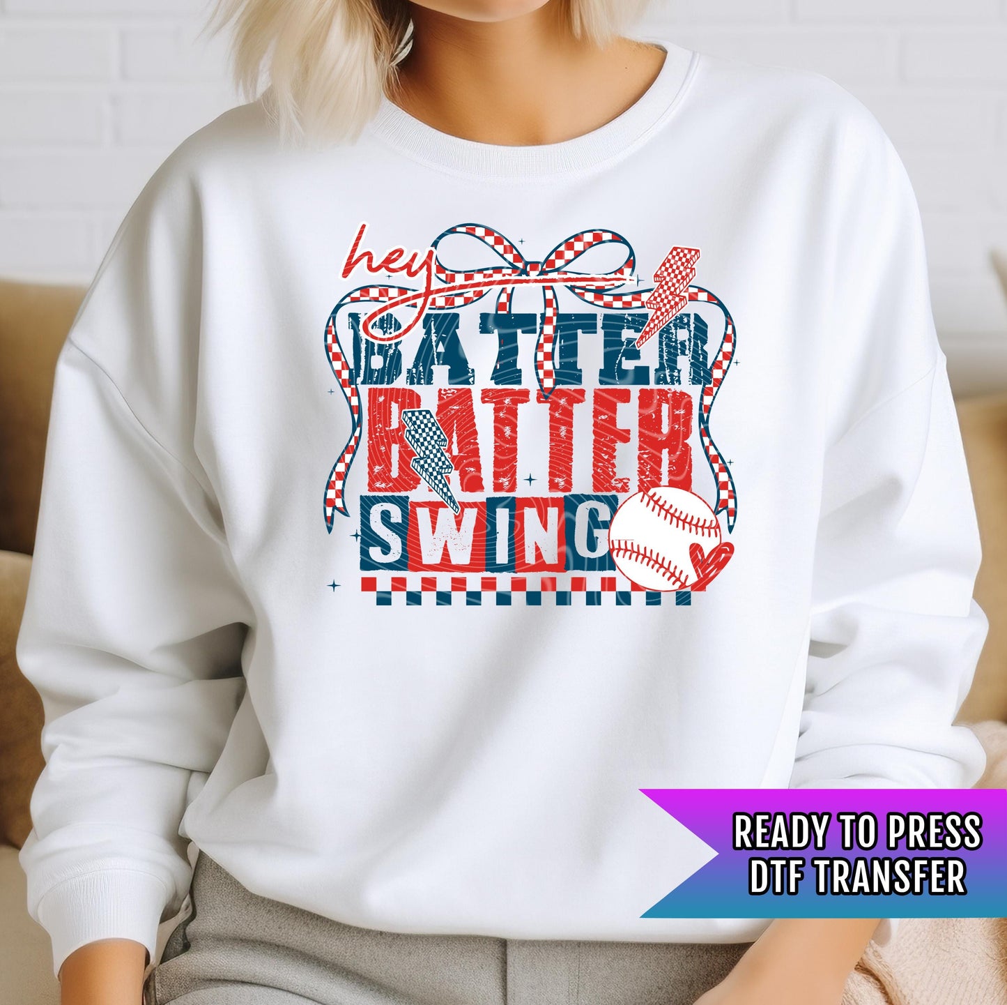Batter Swing DTF Transfers Ready For Press, Baseball DTF Prints, Heat Press Transfer, Direct To Film, Baseball Dtf Transfer, Baseball Bow