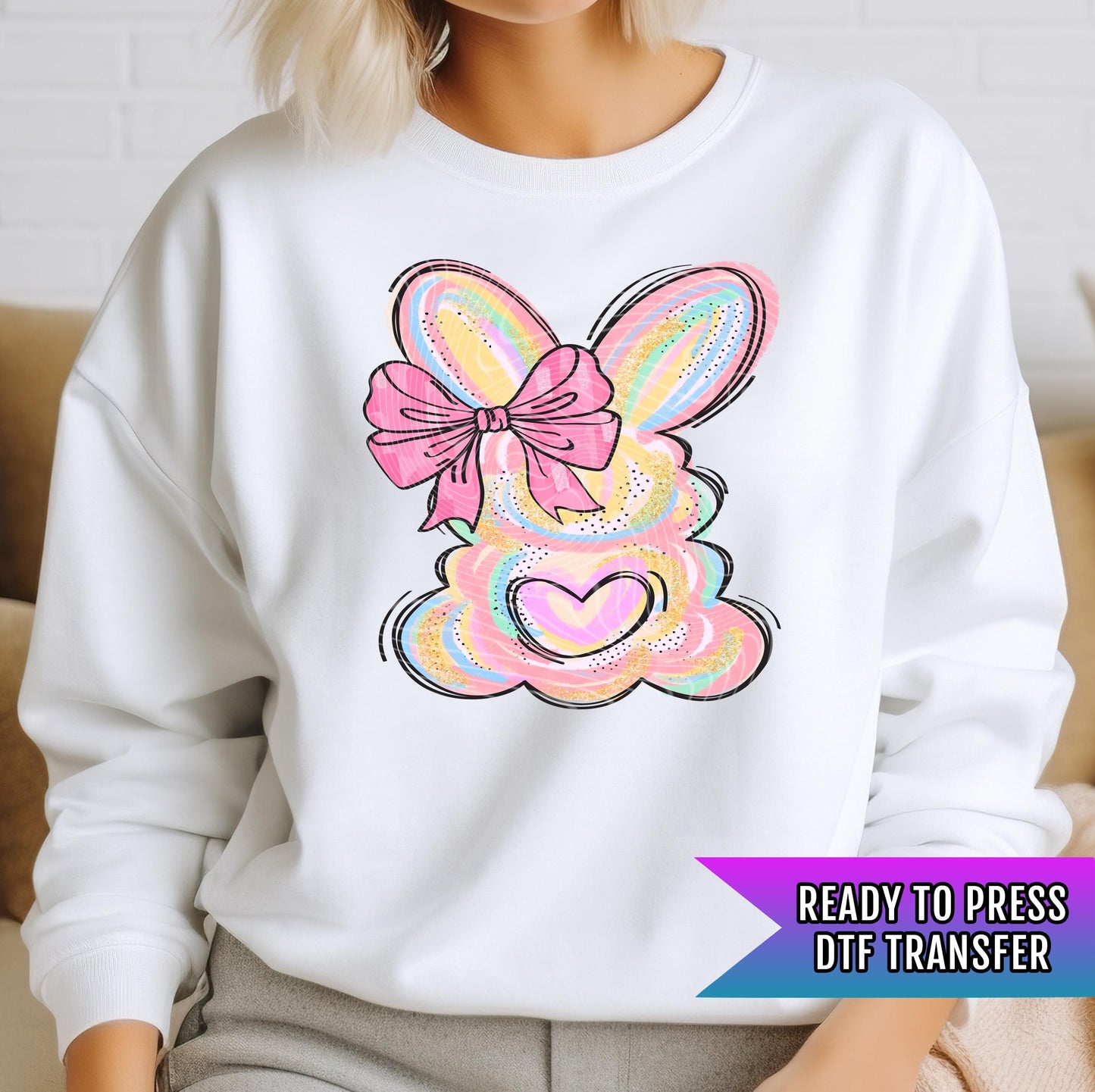 Happy Easter DTF Transfer Ready For Press, Bunny Dtf Print, Direct To Film, DTF Print, Easter Transfers, Hot Peel Dtf, Heat Press Transfer