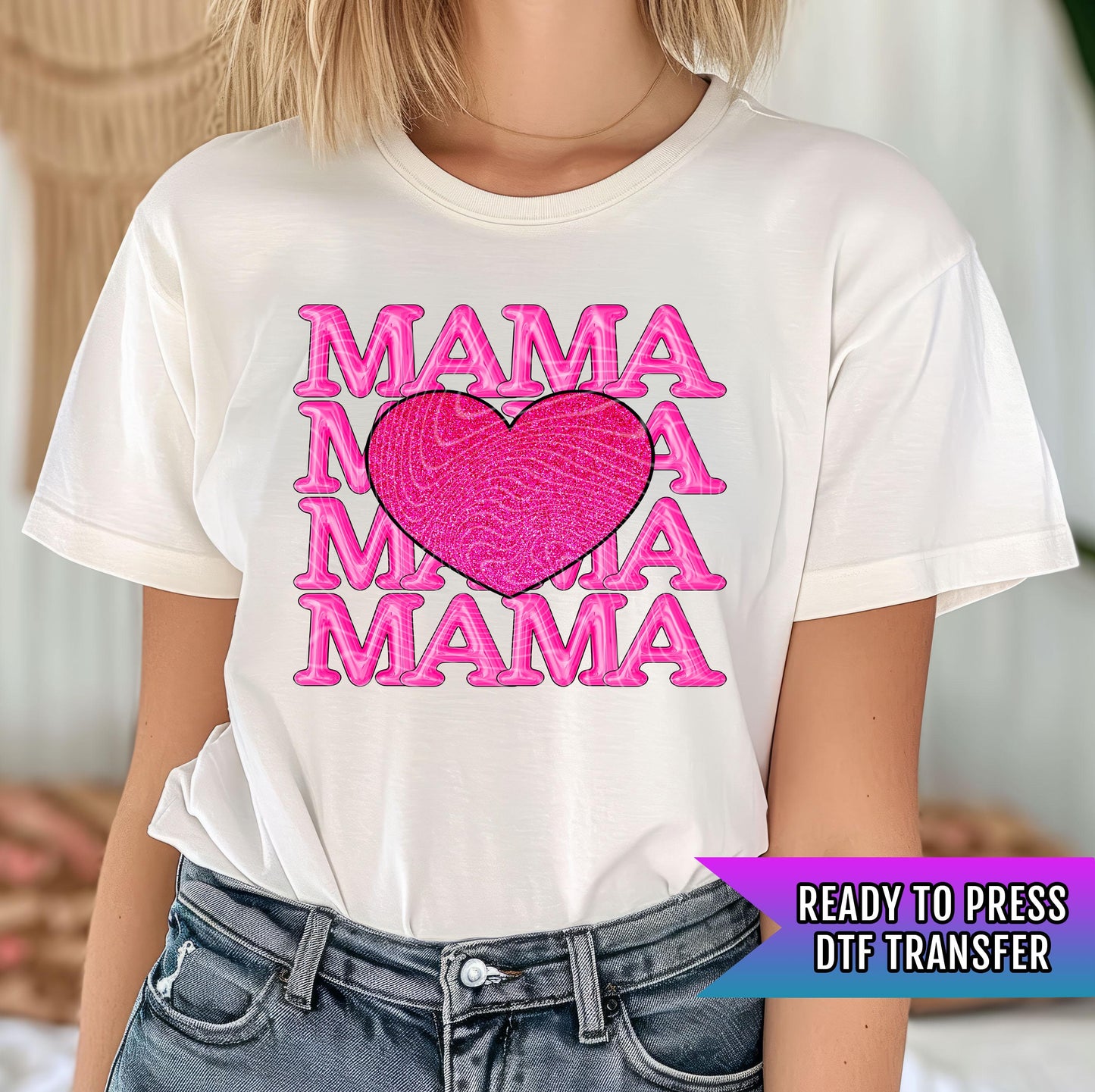 Mama Heart DTF Transfer Ready For Press, Mama DTF Prints, Heat Press Transfer, Direct To Film, Mama DTF Prints, Mama Dtf Transfers, Custom
