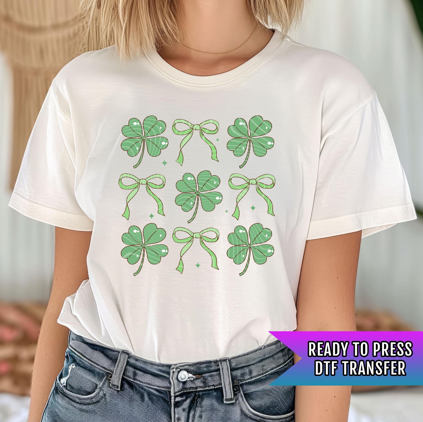 Marshmallow Clovers DTF Transfers Ready For Press, Lucky Clover Dtf Prints, Heat Press Transfers, St Patrick's Day Transfers, Direct To Film
