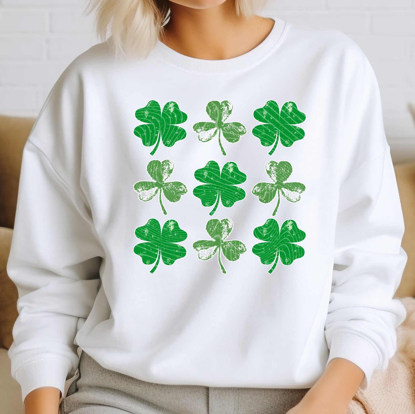 Shamrock Grunge Grid DTF Transfers Ready For Press, Lucky Clover Dtf Prints, Heat Press Transfer, St Patrick's Day Transfers, Direct To Film