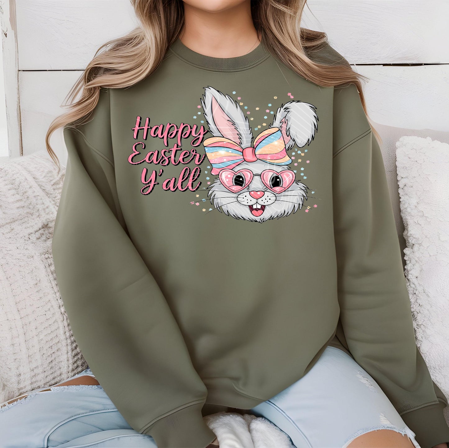 Happy Easter DTF Transfer Ready For Press, Coquette Bow Bunny Dtf Print, Direct To Film, DTF Print, Easter Transfers, Heat Press Transfer