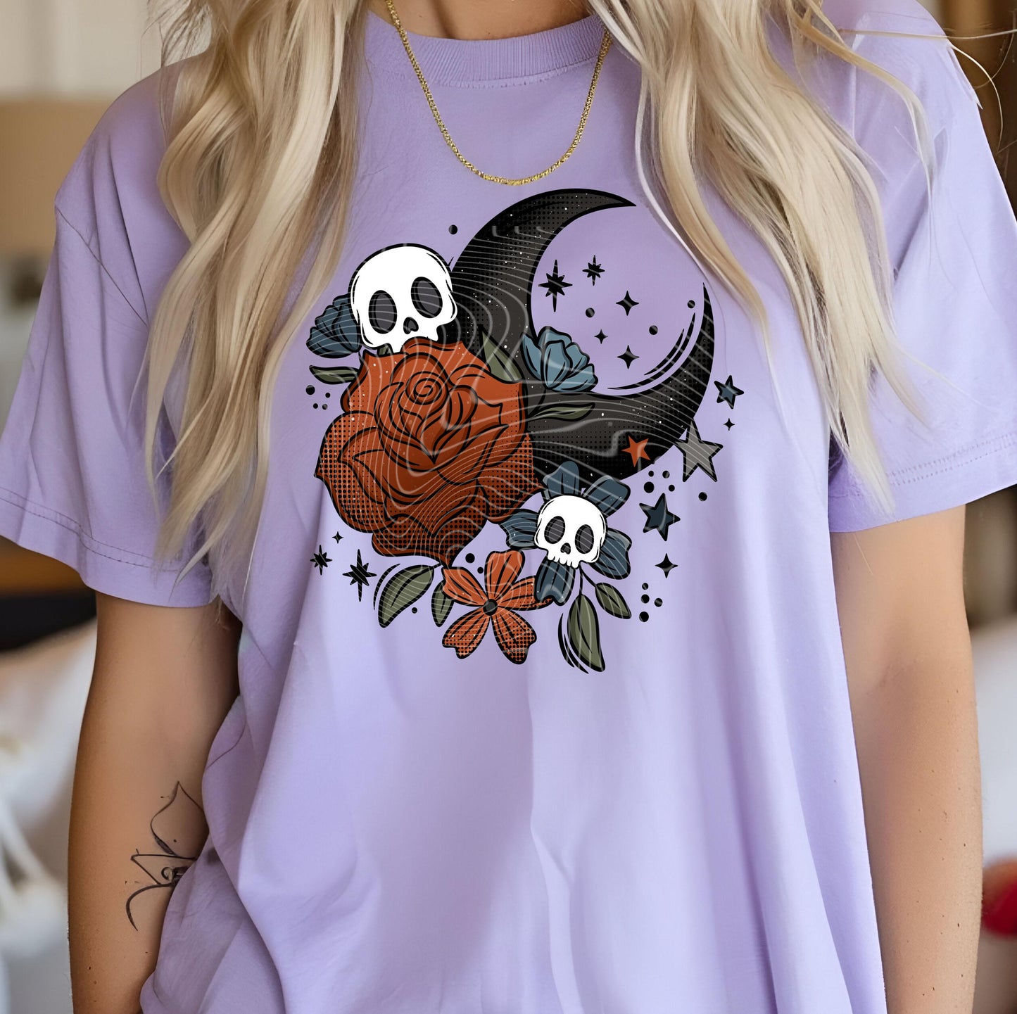 Floral Moon DTF Transfer, Halloween DTF Transfer Ready For Press, DTF Prints, Halloween Heat Press Transfers, Custom Dtf Print, Custom Print