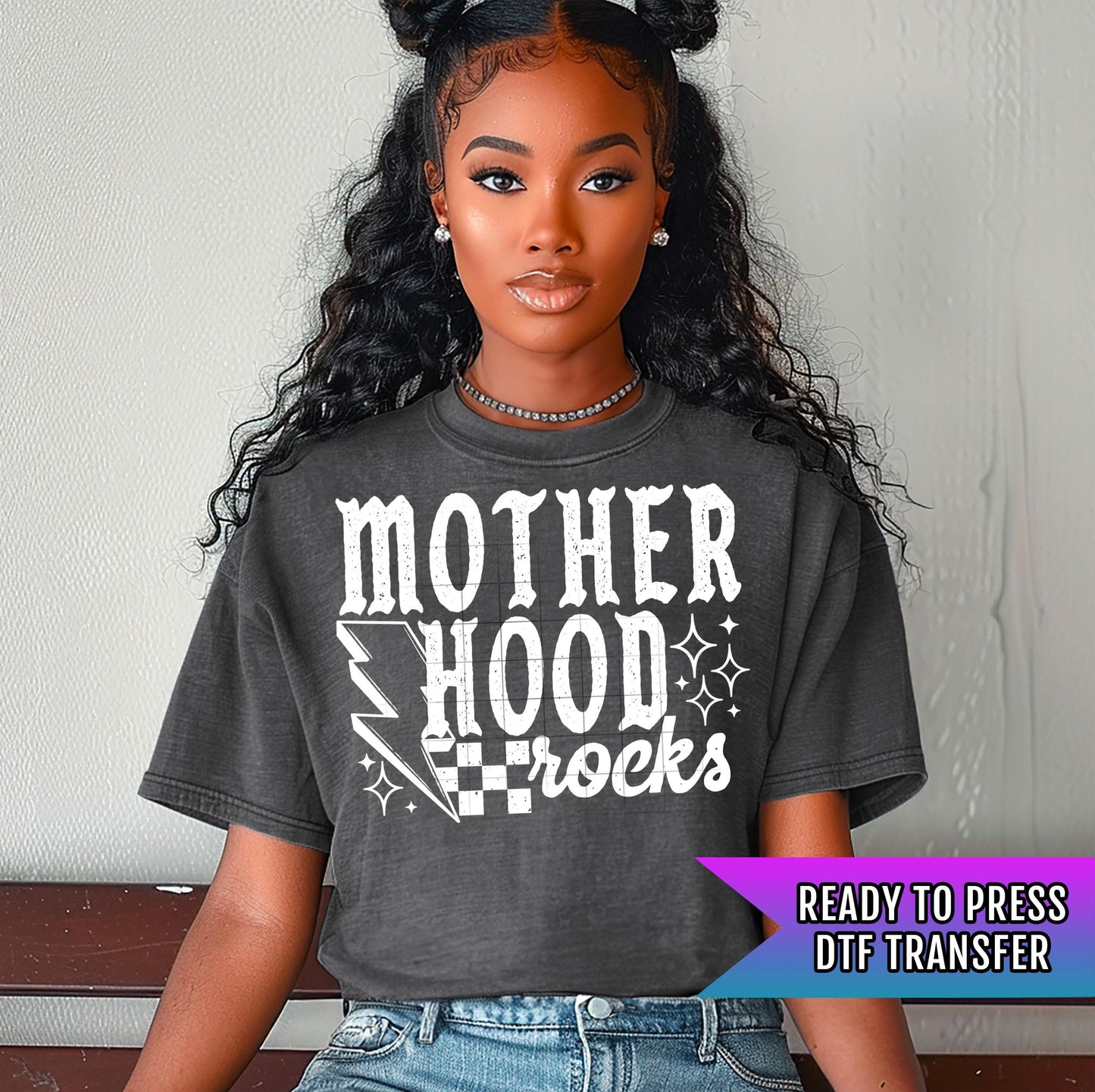 Mother Hood Rocks DTF Transfers Ready For Press, Mama Dtf Prints, Direct To Film, Heat Press Transfers, Mother's Day Transfer, Mom Dtf Print
