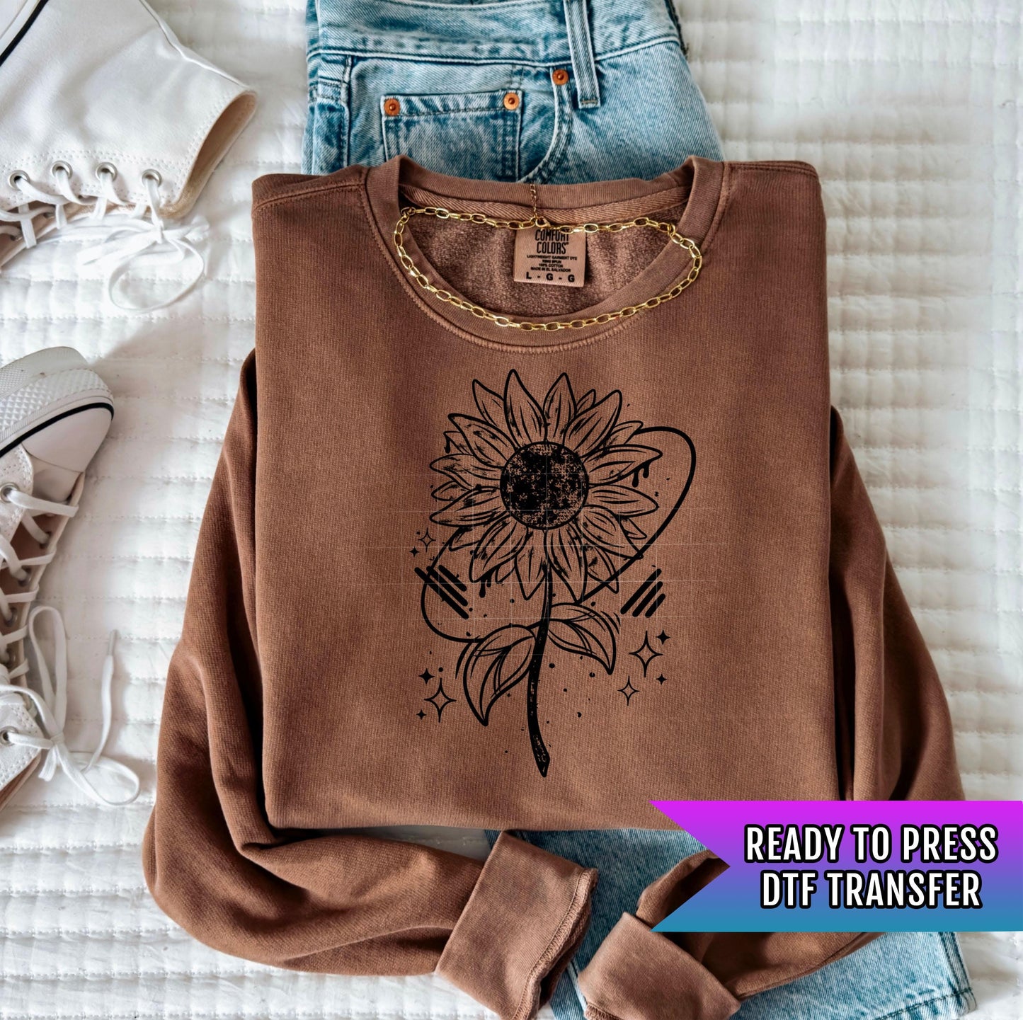 Sunflower DTF Transfer Ready For Press, Floral Dtf Print, Floral DTF Transfer, Direct To Film, Heat Press Transfer, Hot Peel,Tshirt Transfer