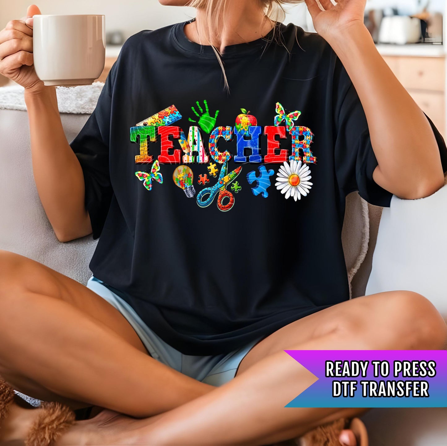 Teacher DTF Transfer Ready For Press, Autism DTF Transfers, Ready Dtf Transfer, Autism Teacher Heat Press Transfers, Teacher Dtf Prints