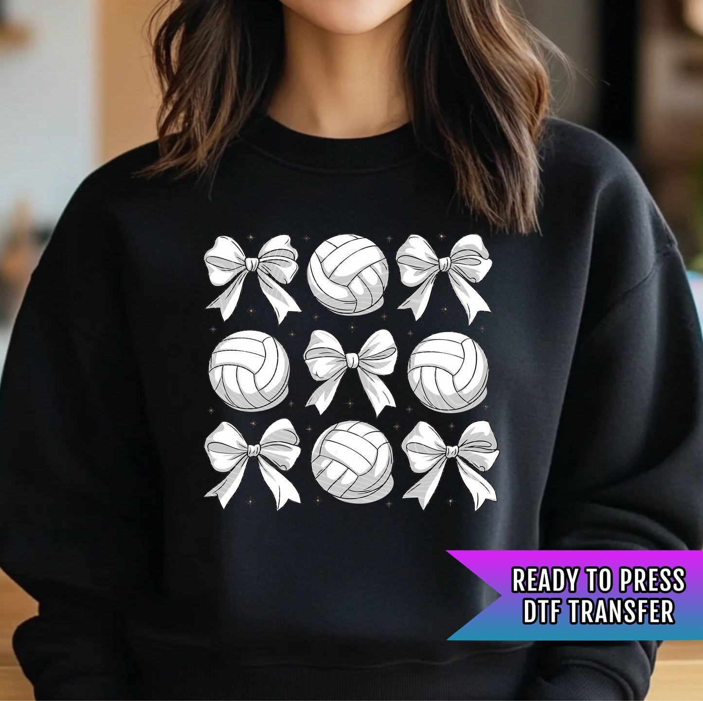 Volleyball Bow DTF Transfer Ready For Press, Volleyball DTF Prints, Heat Press Transfer, Direct To Film, Game Day Transfers,Sports Dtf Print