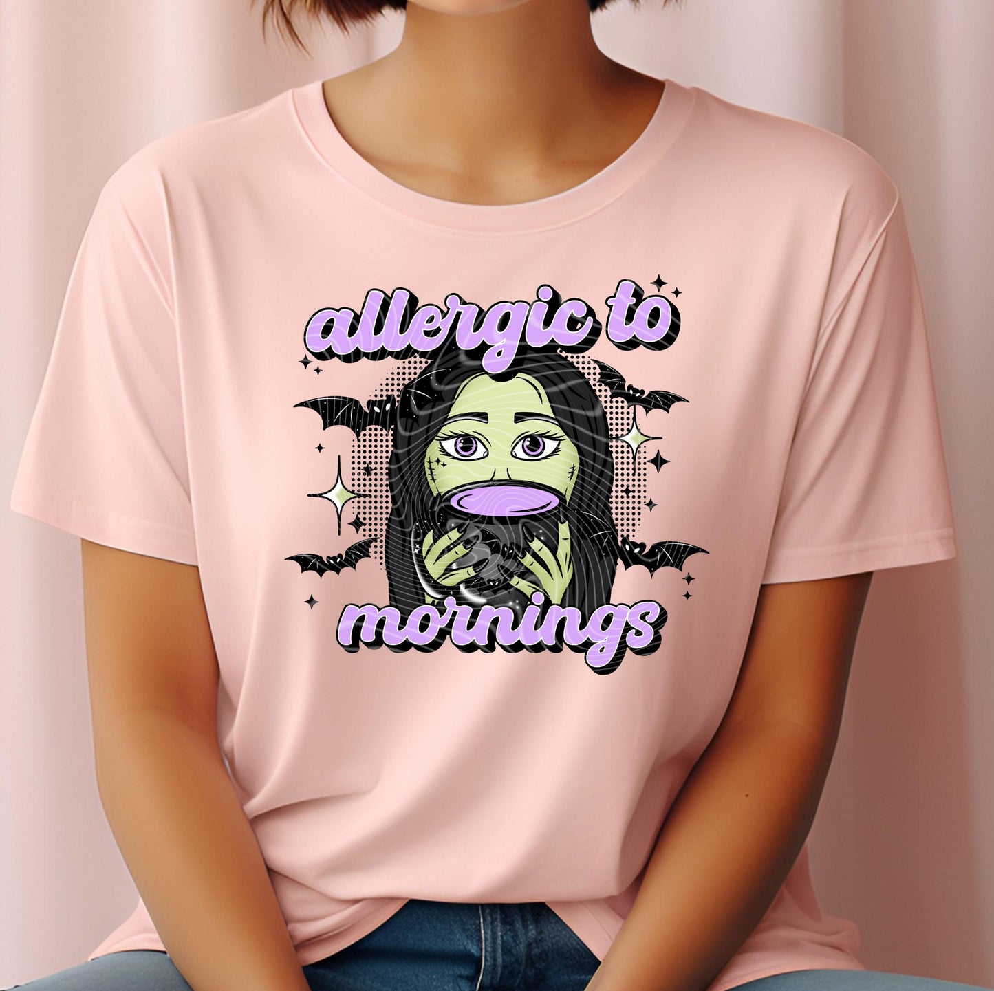 Allergic To Mornings DTF Transfers Ready For Press, Funny Dtf Prints, Direct To Film, Sarcasm Dtf Print, Heat Press Transfer, Hot Peel Dtf