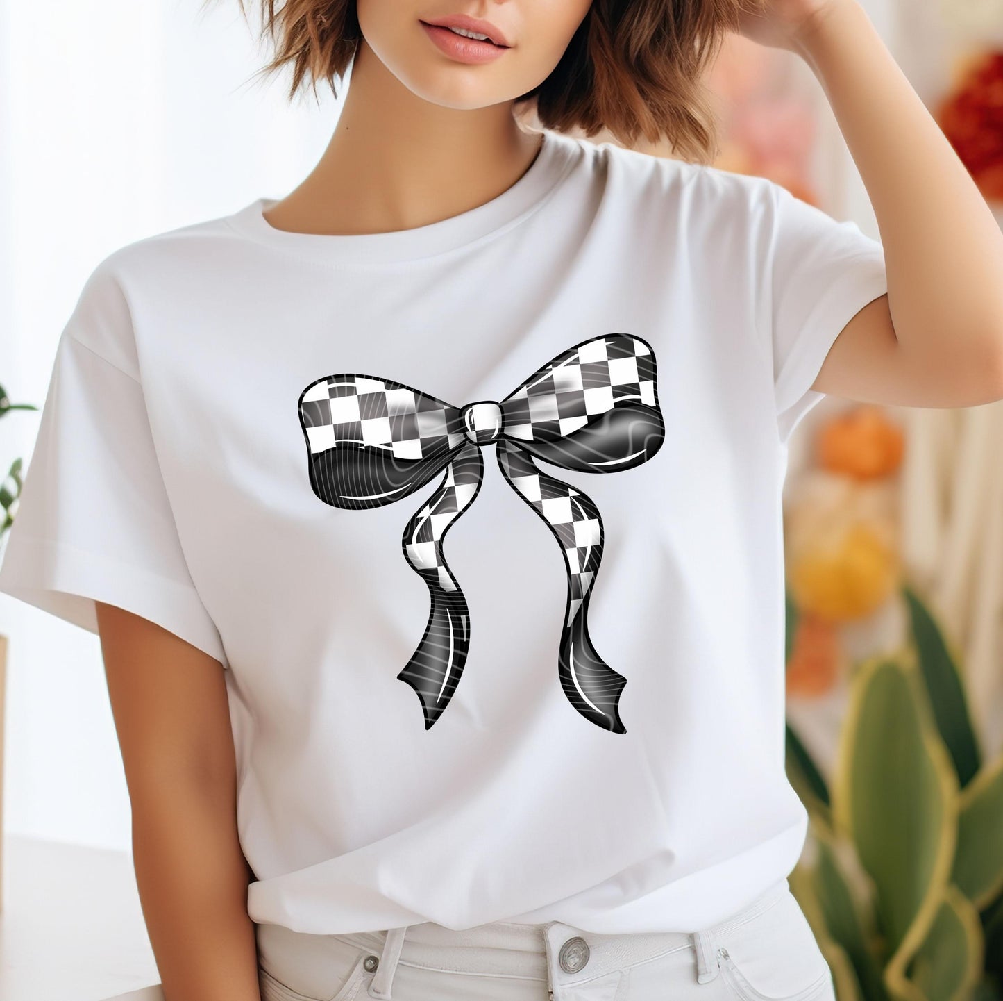 Checker Bow DTF Transfers, Coquette Bow DTF Prints, Ready to Press, Hot Peel, High Quality Print, Heat Transfer, Direct to Film, Custom Dtf