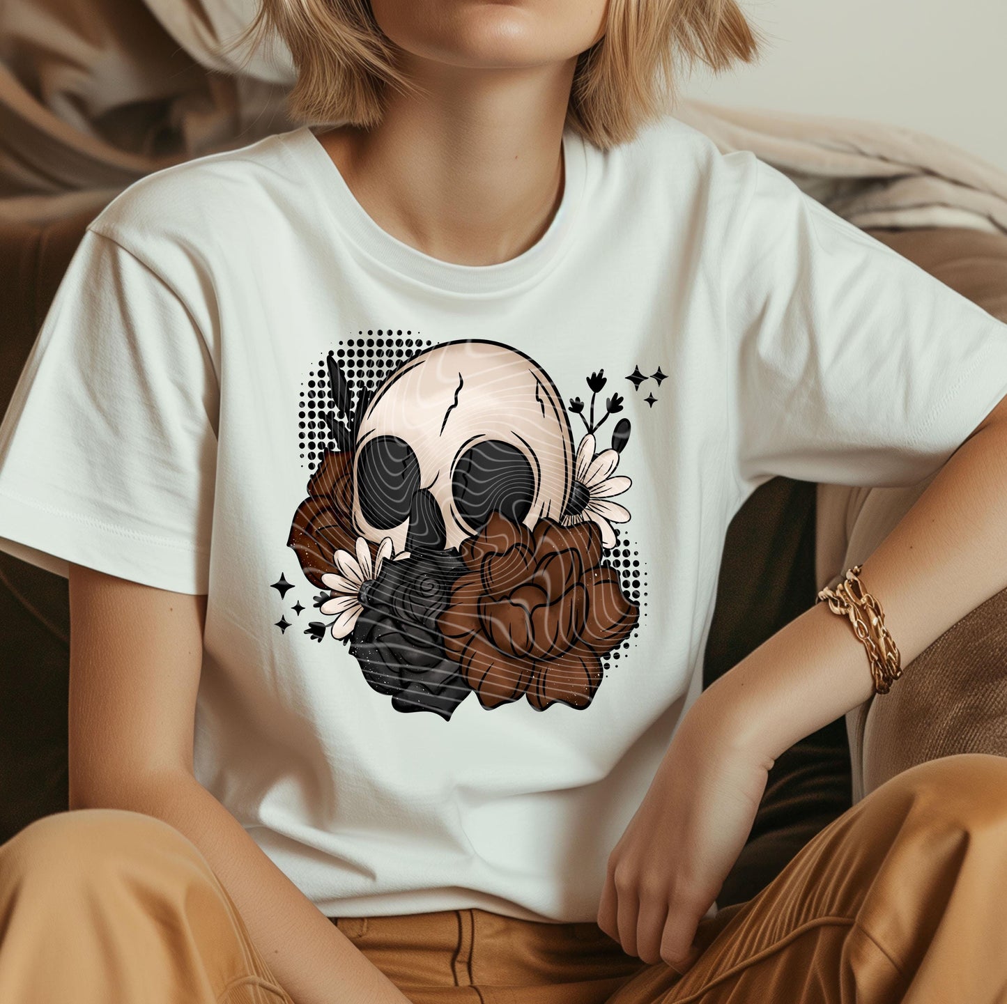Dark Floral Skellie DTF Transfers, Skeleton Dtf Transfer, Halloween DTF Prints Ready For Press, Heat Press Transfer, Skull Dtf Transfer