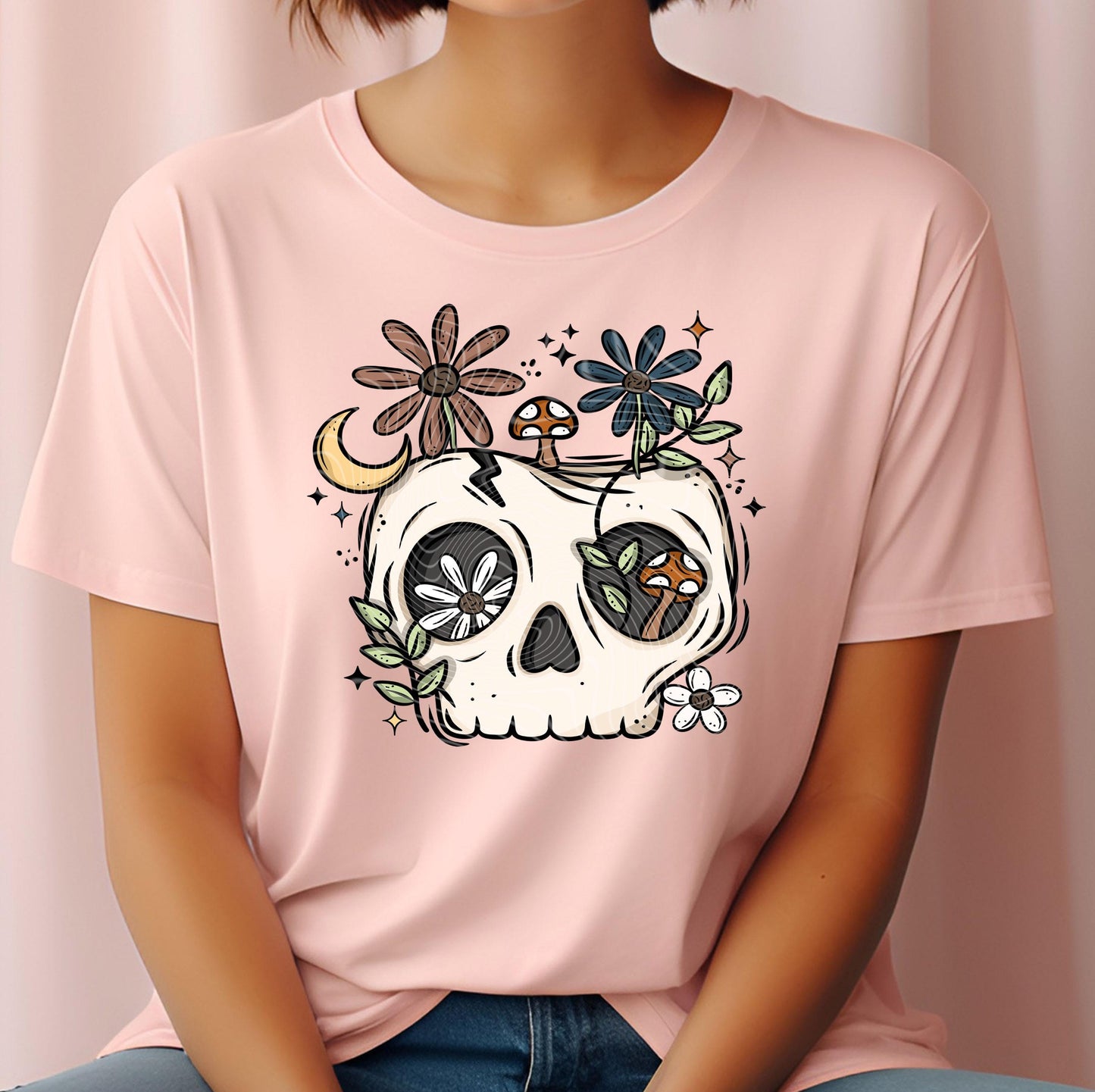 Floral Skull DTF Transfers, Skeleton Dtf Transfer, Halloween DTF Prints Ready For Press, Heat Press Transfer, Skull Dtf Transfer, Boho Skull