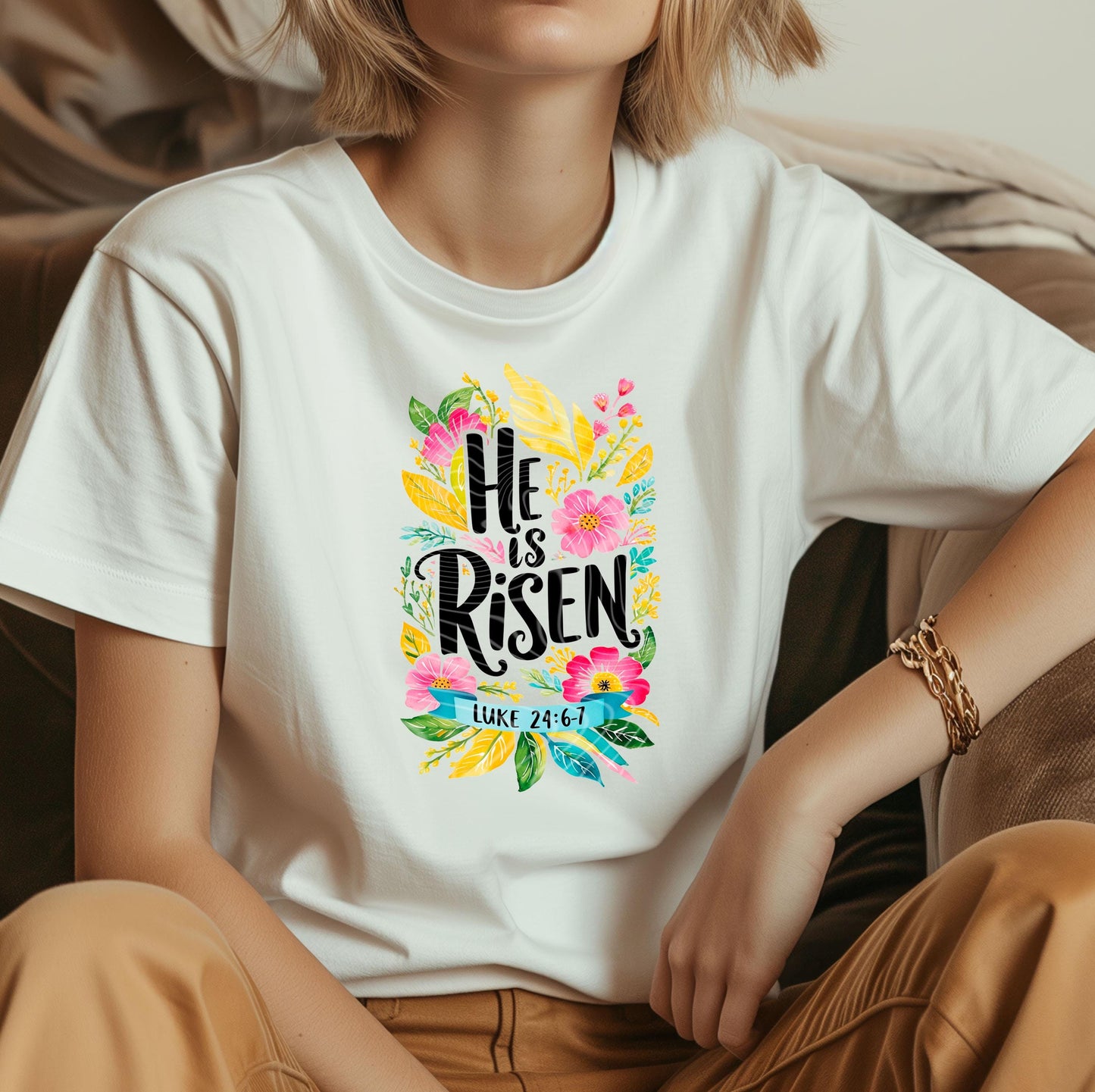 He is Risen DTF Transfer Ready For Press, Floral DTF Transfers, Faith DTF Transfer, Heat Press Transfer, Christian Dtf Print, Luke 24 Dtf