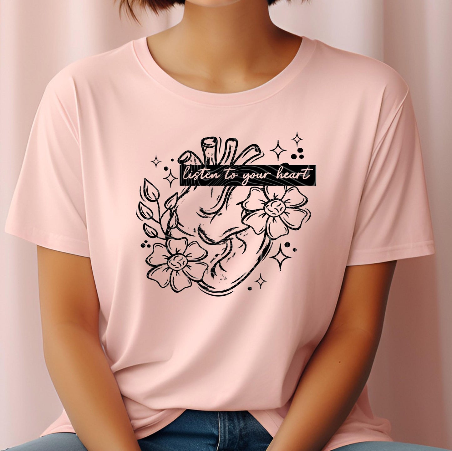 Listen To Your Heart DTF Transfers Ready For Press, Positive DTF Print, Heat Press Transfers, Motivational Dtf Transfers, Direct To Film