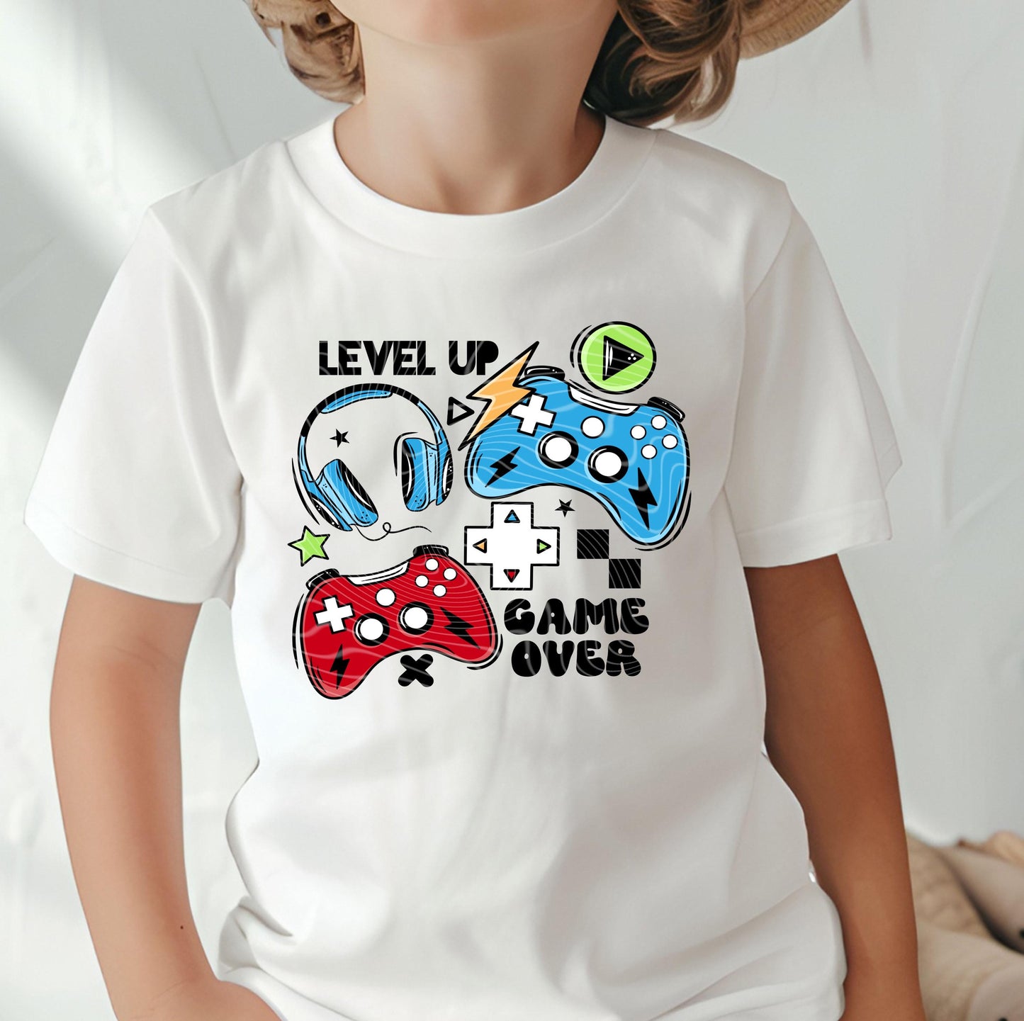 Level Up Game Over DTF Transfers Ready For Press, Kids Dtf Prints, Direct To Film, Heat Press Transfers, Custom Dtf Prints, Custom Transfers
