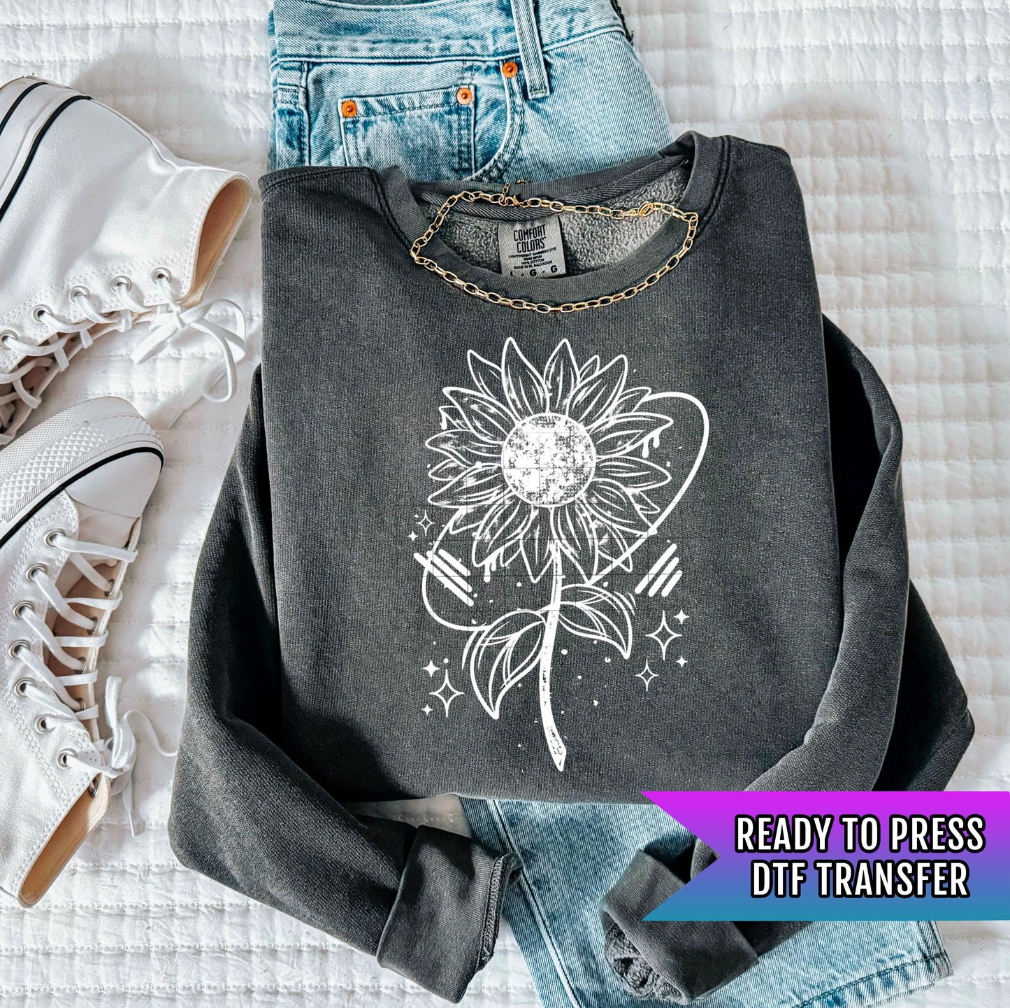 Sunflower DTF Transfer Ready For Press, Floral Dtf Print, Floral DTF Transfer, Direct To Film, Heat Press Transfer, Hot Peel,Tshirt Transfer