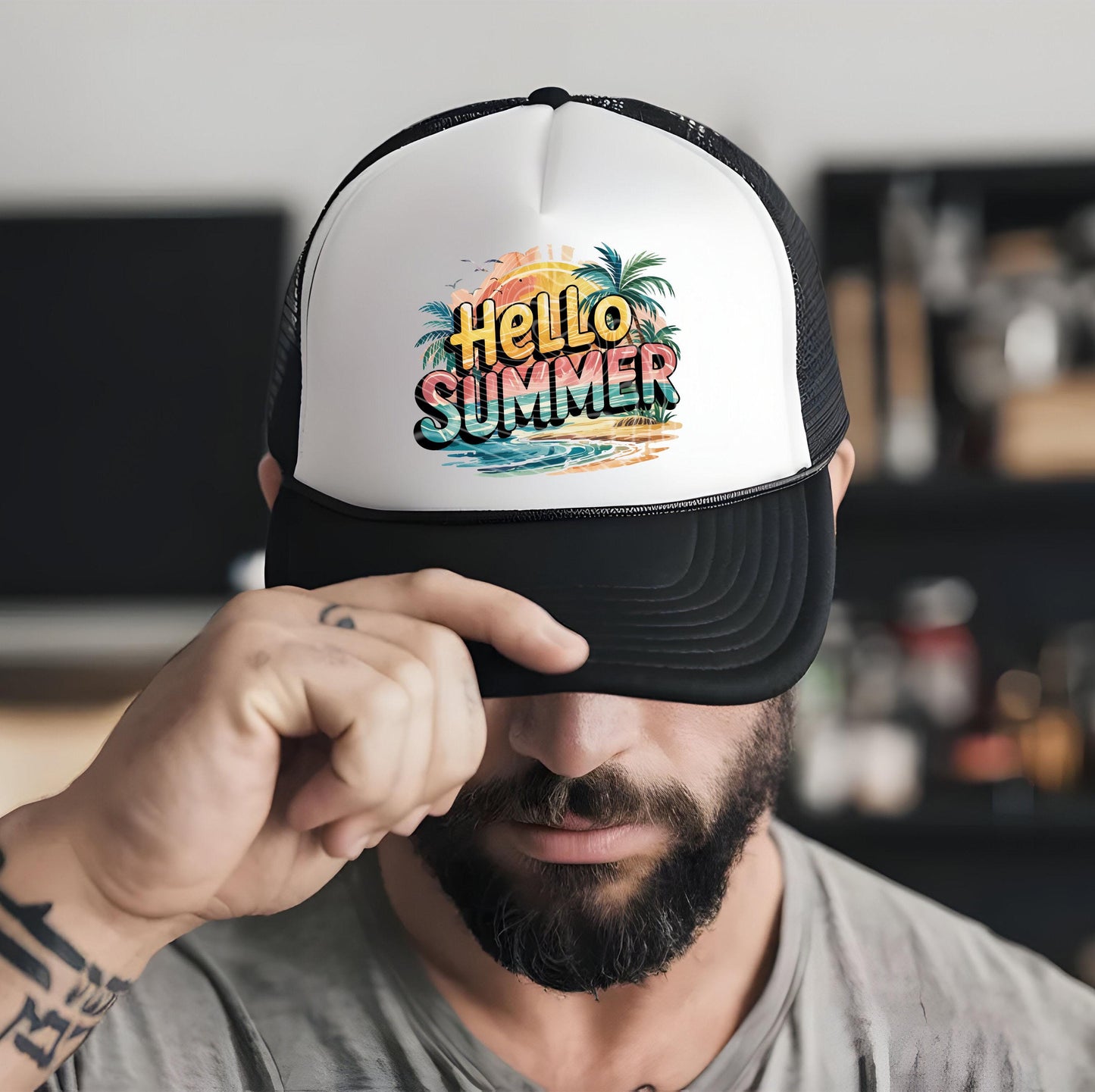 Summer Hat DTF Gang Sheet, Summer Transfer, Trucker Hat Patch, Beach DTF Transfer Ready For Press, Lake DTF Print, River Hat Dtf Transfers