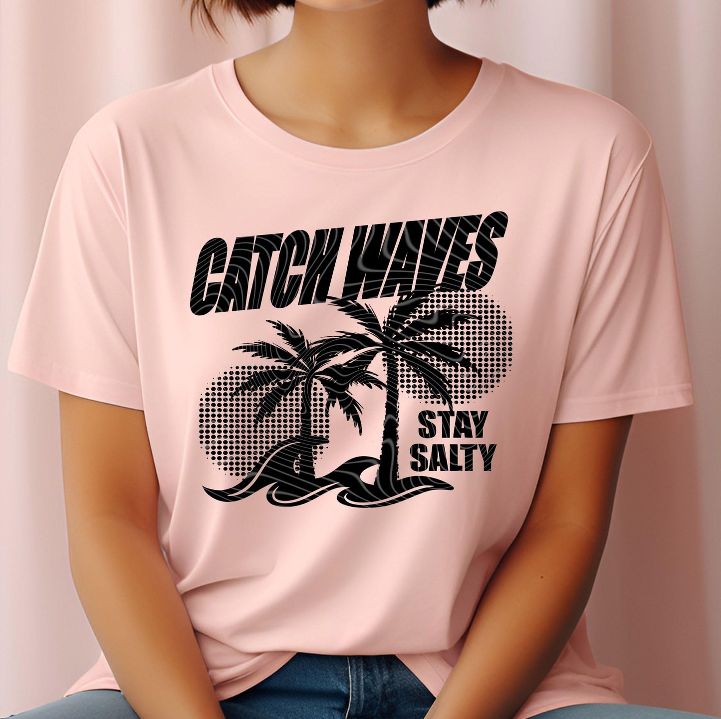 Catch Waves Stay Salty DTF Transfers, Summer DTF Transfers Ready For Press, Direct To Film, Heat Press Transfers, DTF Print, Custom Transfer