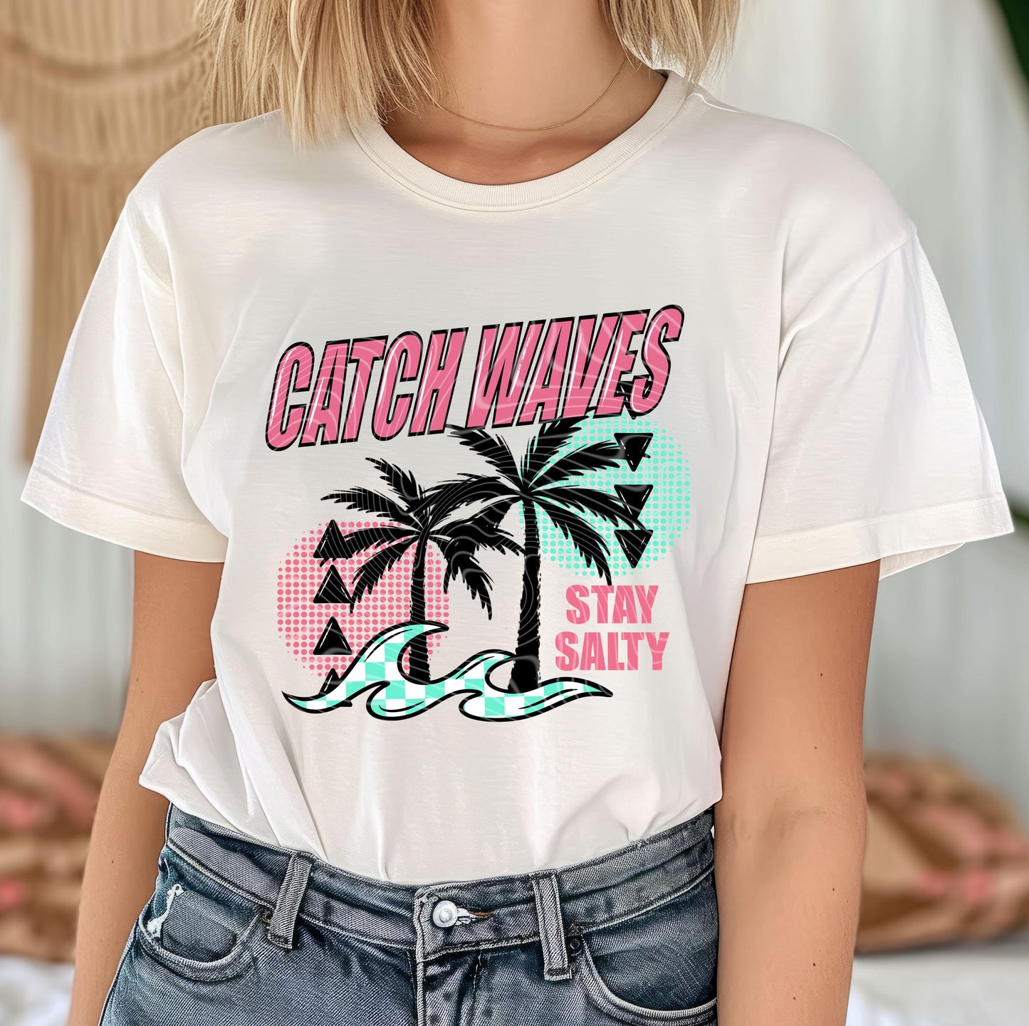 Catch Waves Stay Salty DTF Transfers, Summer DTF Transfers Ready For Press, Direct To Film, Heat Press Transfers, DTF Print, Custom Transfer