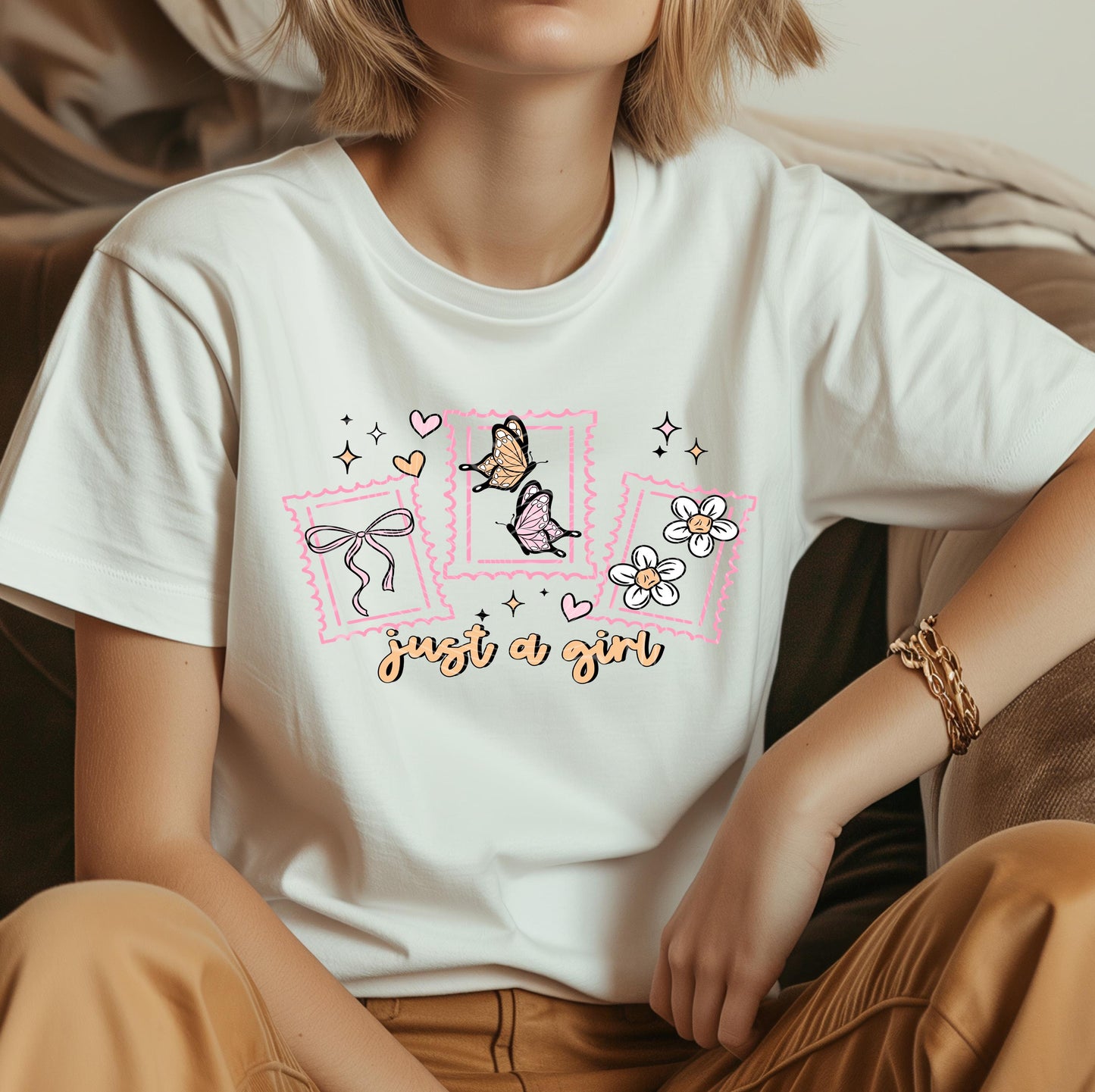 Just A Girl DTF Transfer Ready For Press, Coquette Bow Dtf Print, Butterfly DTF Transfers, Heat Press Transfer, Direct To Film, Just A Girl