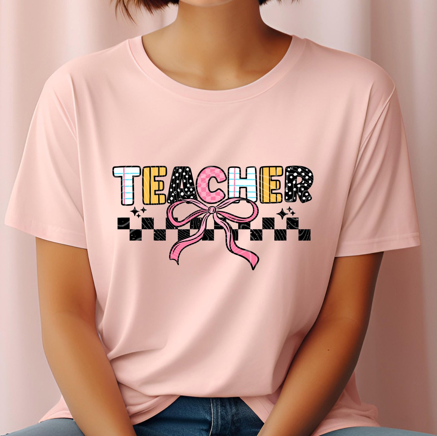 Teacher DTF Transfer Ready For Press, Coquette Bow Dtf Print, Direct To Film, Heat Press Transfer, Teacher Stuff, Back To School Transfers