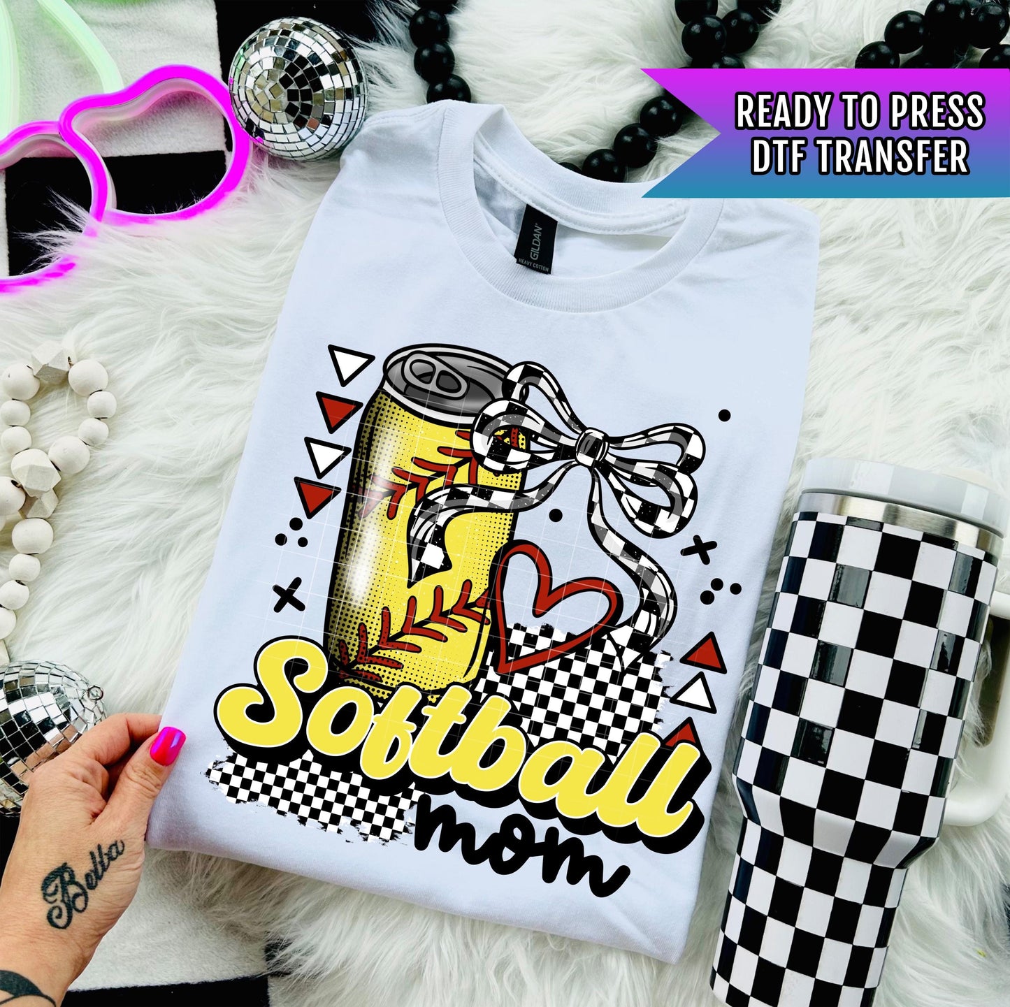 Softball Mom DTF Transfer, Mother DTF Transfer Ready For Press, Heat Press Transfers, Coquette Bow Transfer, Direct To Film, Custom Transfer
