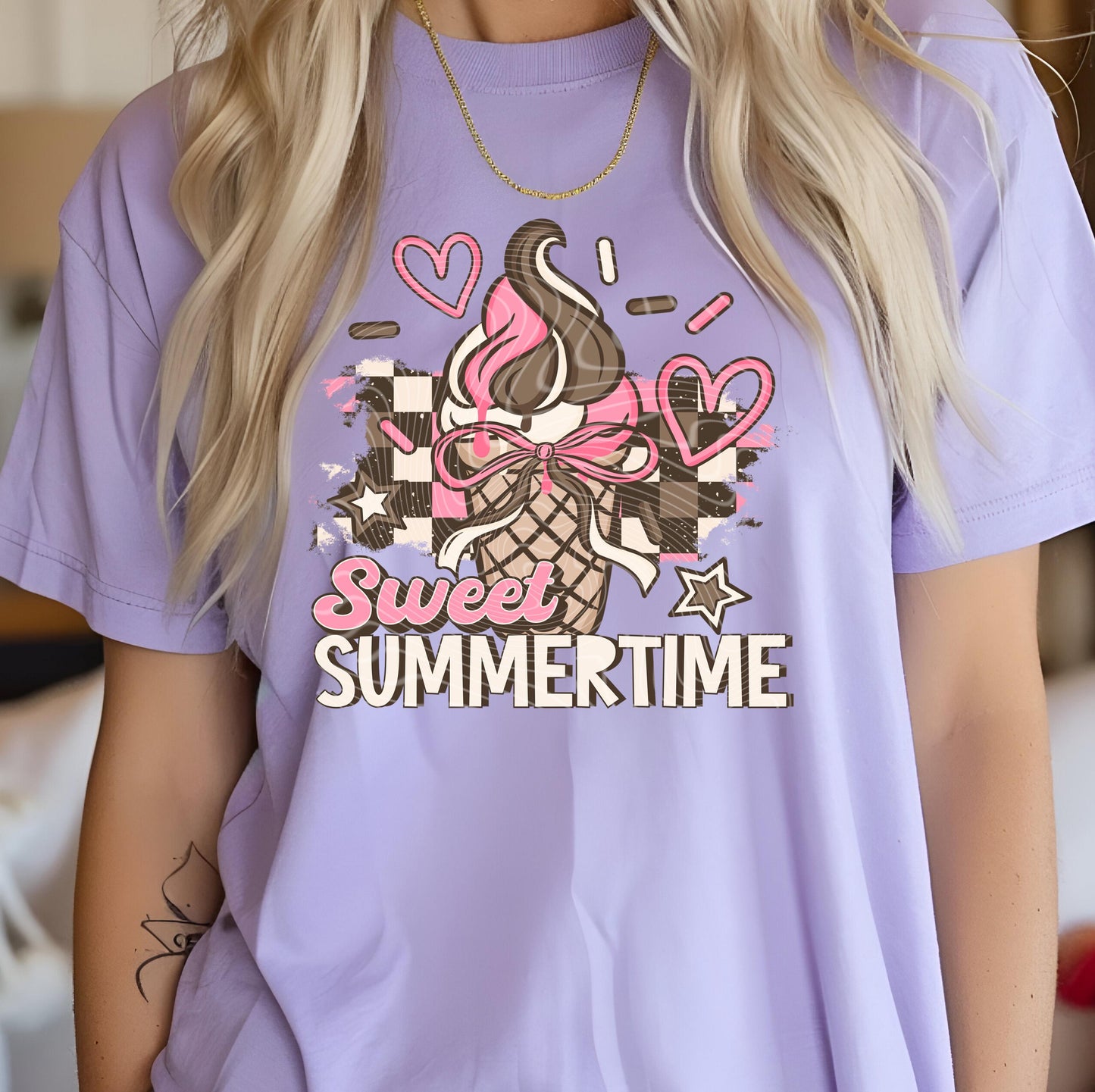 Sweet Summertime DTF Transfer Ready For Press, Summer Dtf Print, Coquette Bow DTF Print, Heat Press Transfer, Direct To Film Custom Transfer